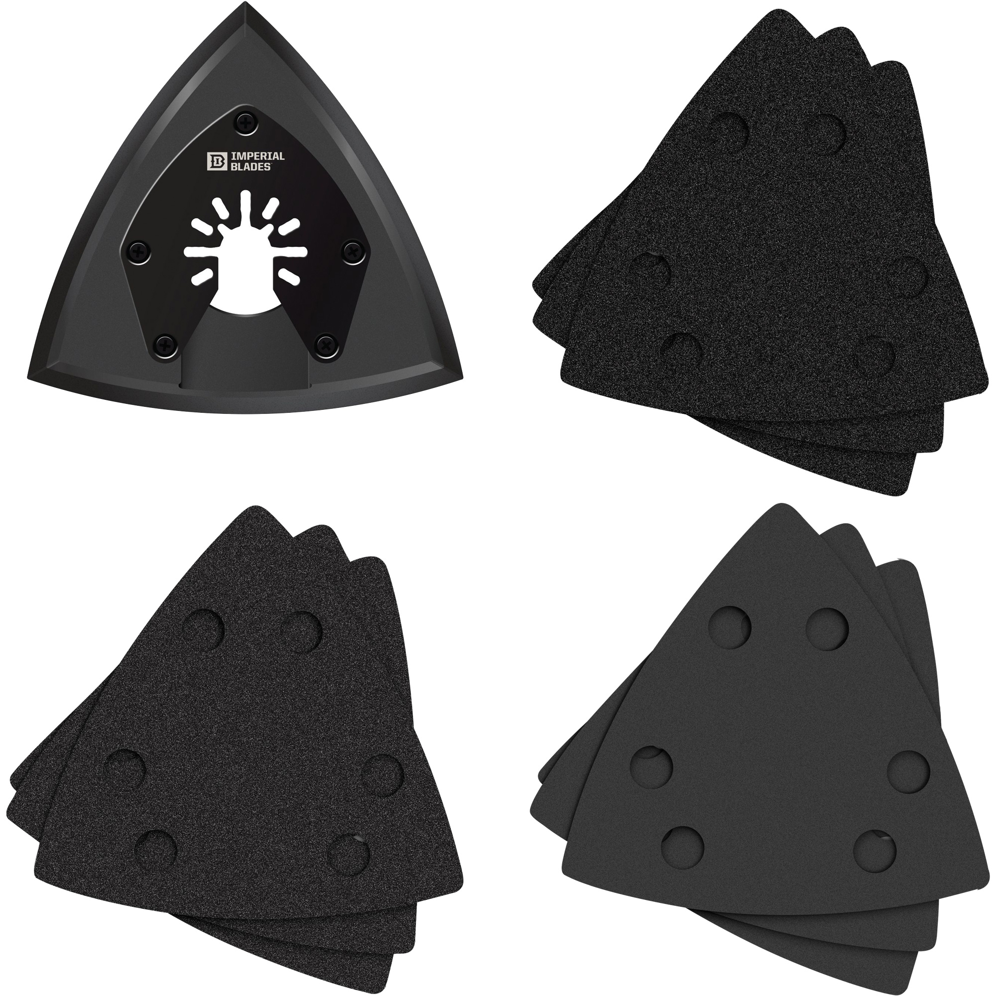 Patin de ponçage triangulaire pour outil oscillant et assortiment de papiers abrasifs One FitMC