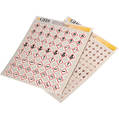 Assortiment d'étiquettes avec pictogrammes sgh, Vinyle, Feuille, 1/2" lo x 1/2" la
