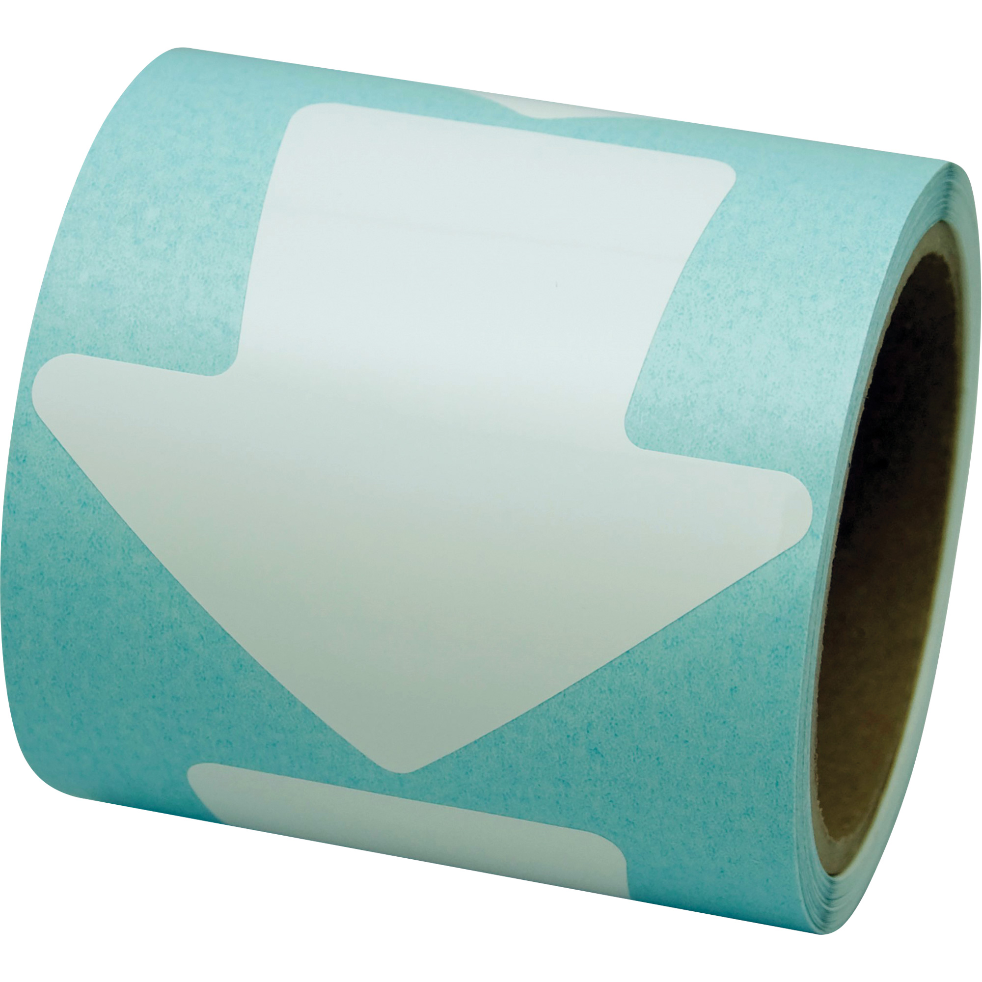 Décalcomanie en couleur pour le marquage des planchers, Flèche, 4" lo x 4" la, Blanc, Vinyle