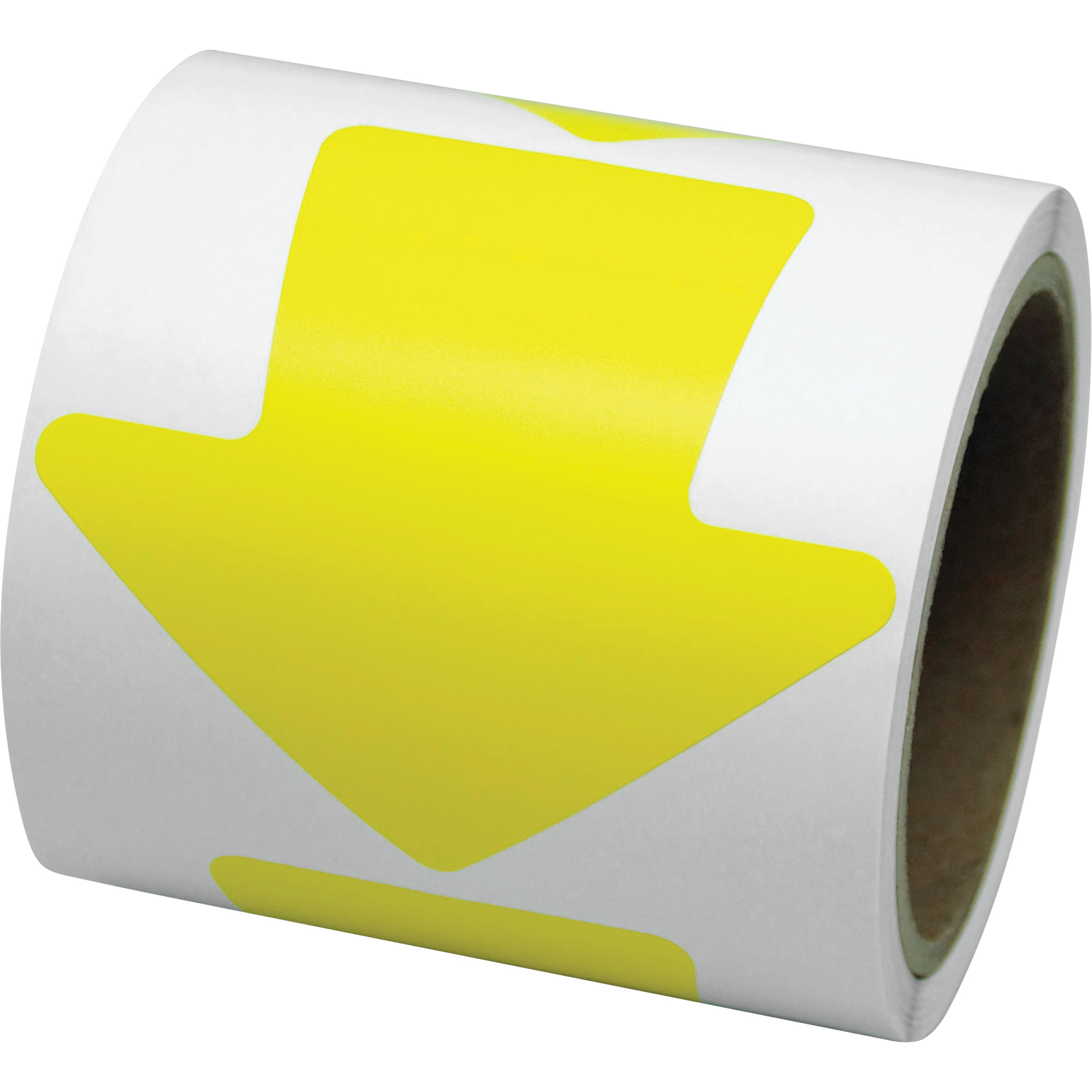 Décalcomanie en couleur pour le marquage des planchers, Flèche, 4" lo x 4" la, Jaune, Vinyle