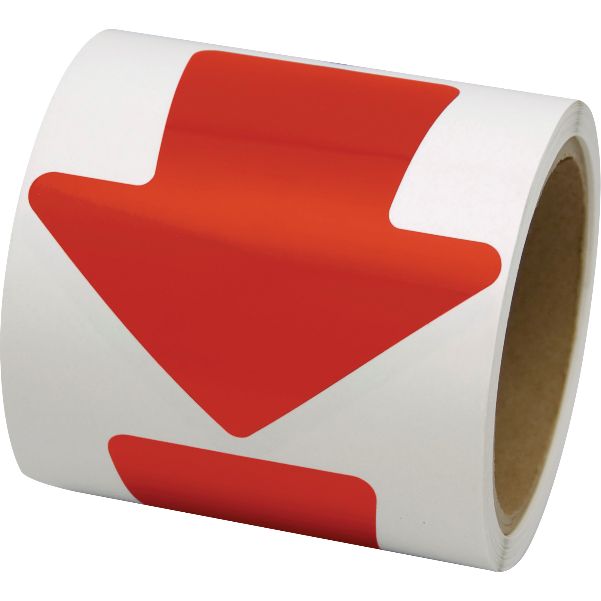 Décalcomanie en couleur pour le marquage des planchers, Flèche, 4" lo x 4" la, Rouge, Vinyle