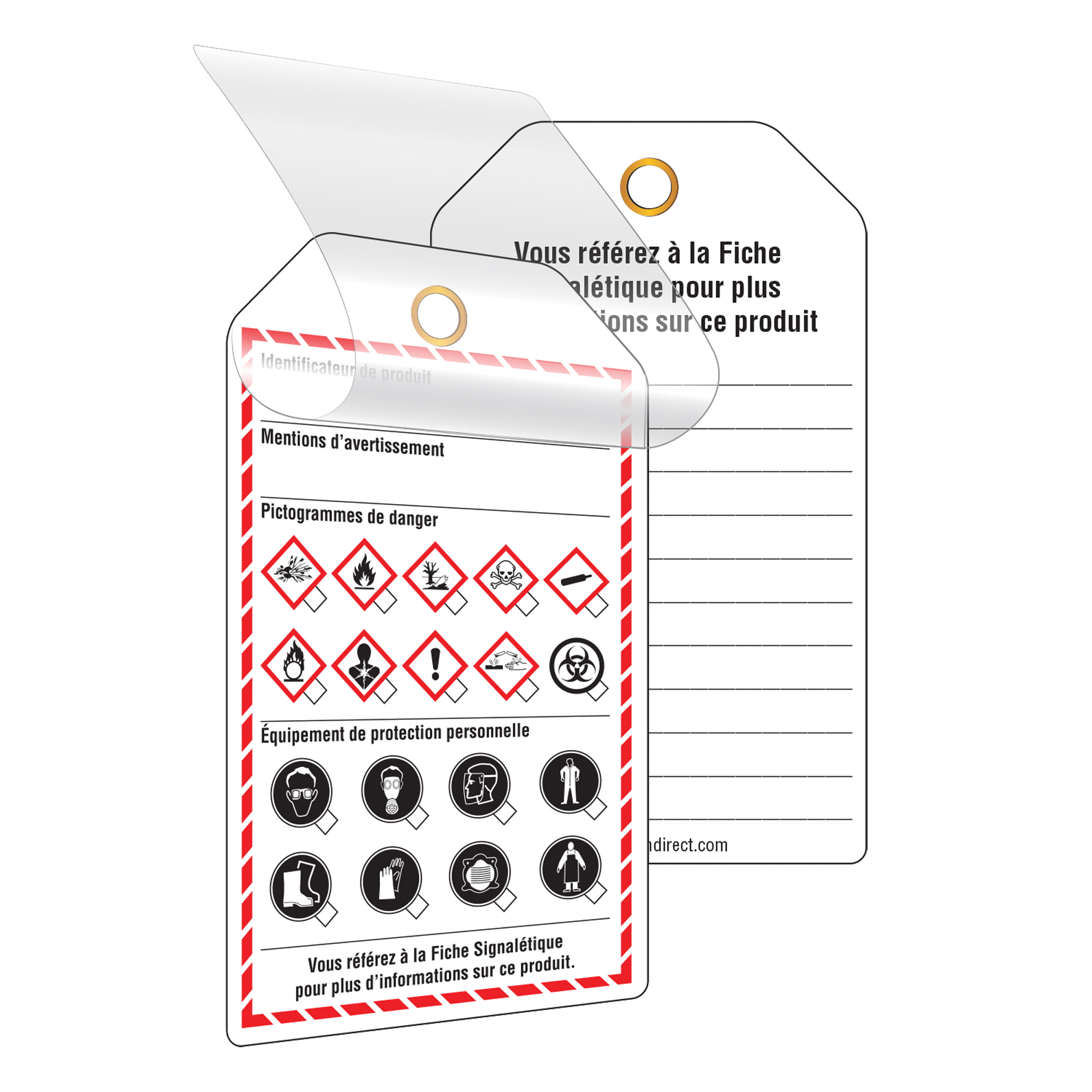 Étiquettes auto-plastifiantes pour le milieu de travail, Papier cartonné, 3-3/8" la x 5-3/4" h, Français