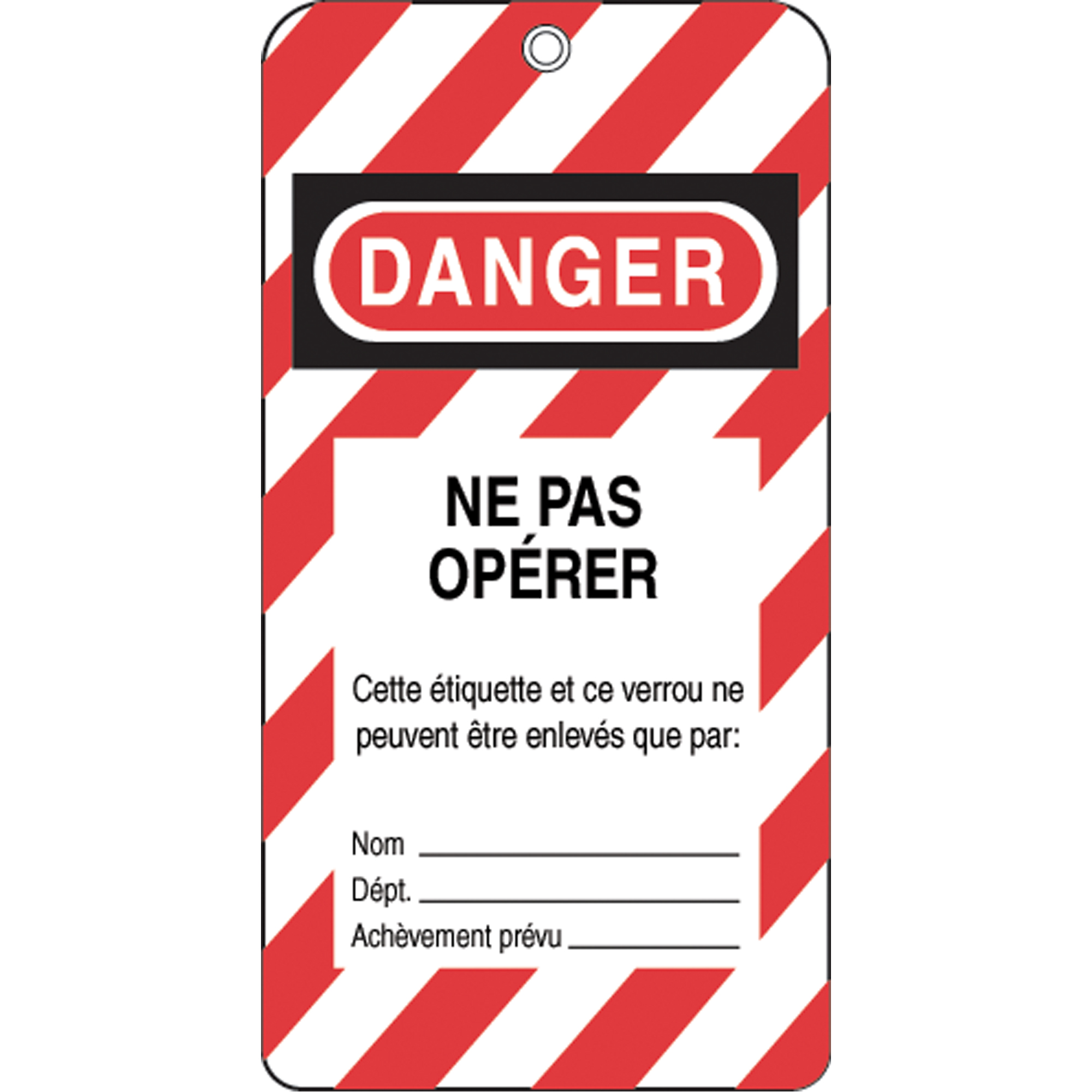 Étiquettes de verrouillage, Plastique, 3" la x 5-3/4" h, Français