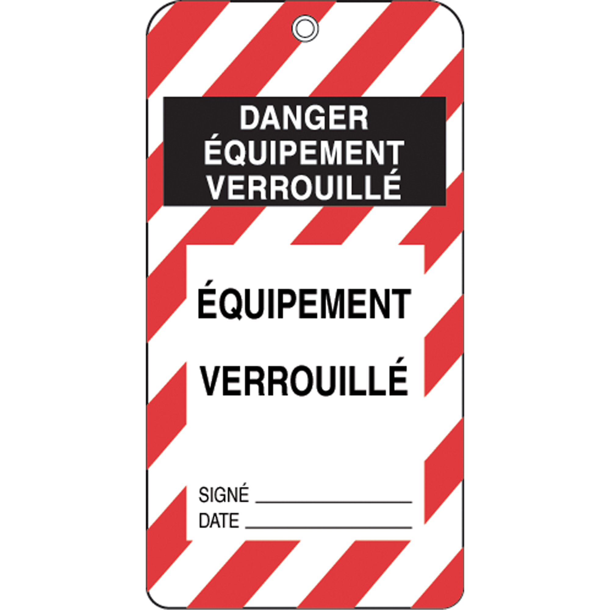 Étiquettes de verrouillage, Plastique, 3" la x 5-3/4" h, Français