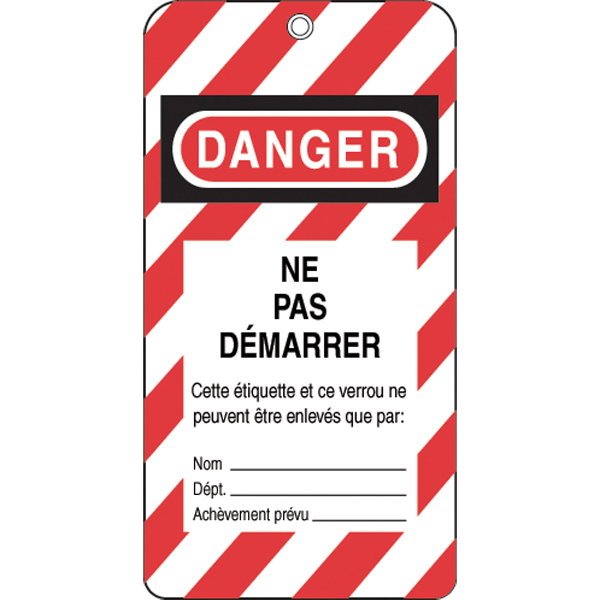 Étiquettes de verrouillage, Plastique, 3" la x 5-3/4" h, Français