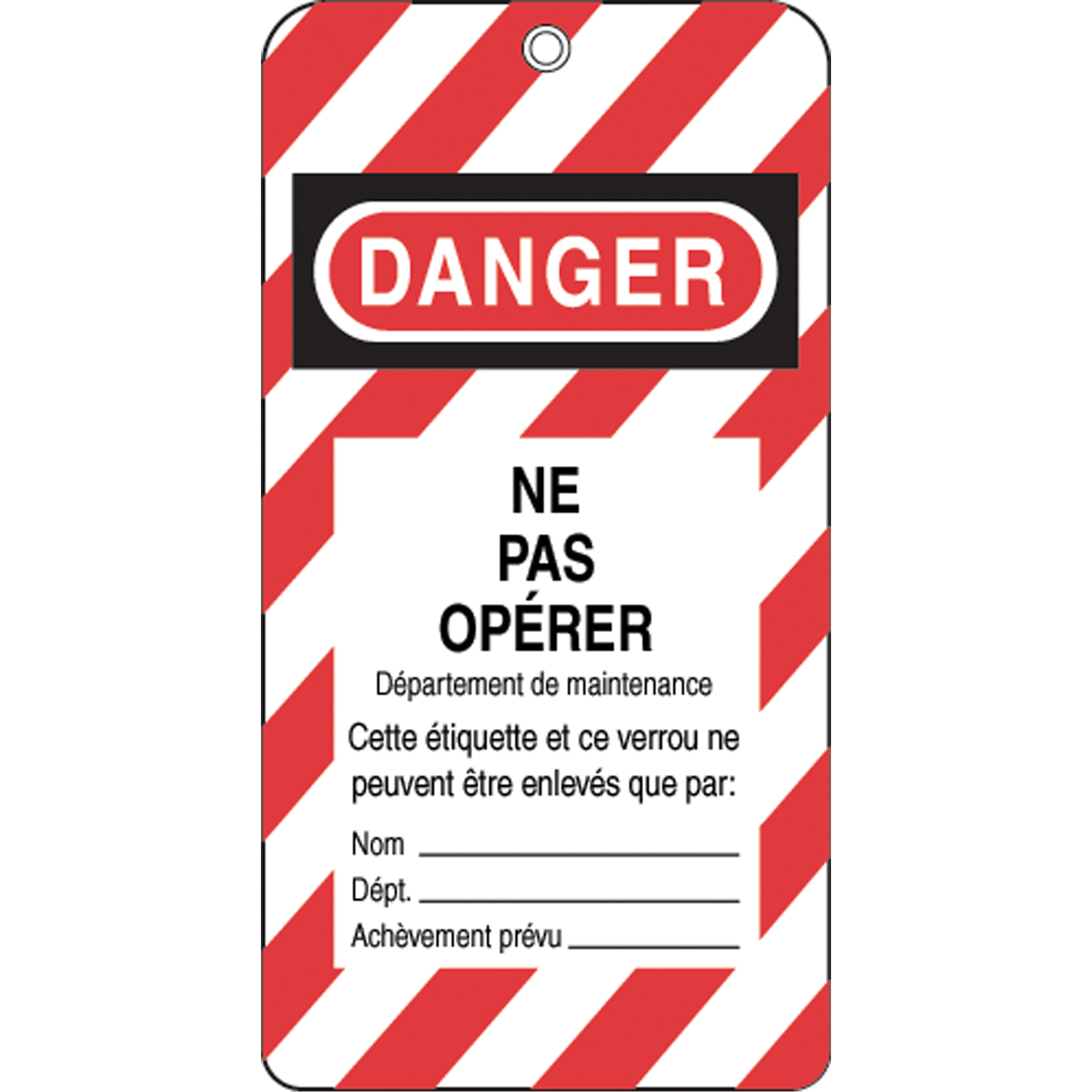 Étiquettes de verrouillage, Plastique, 3" la x 5-3/4" h, Français