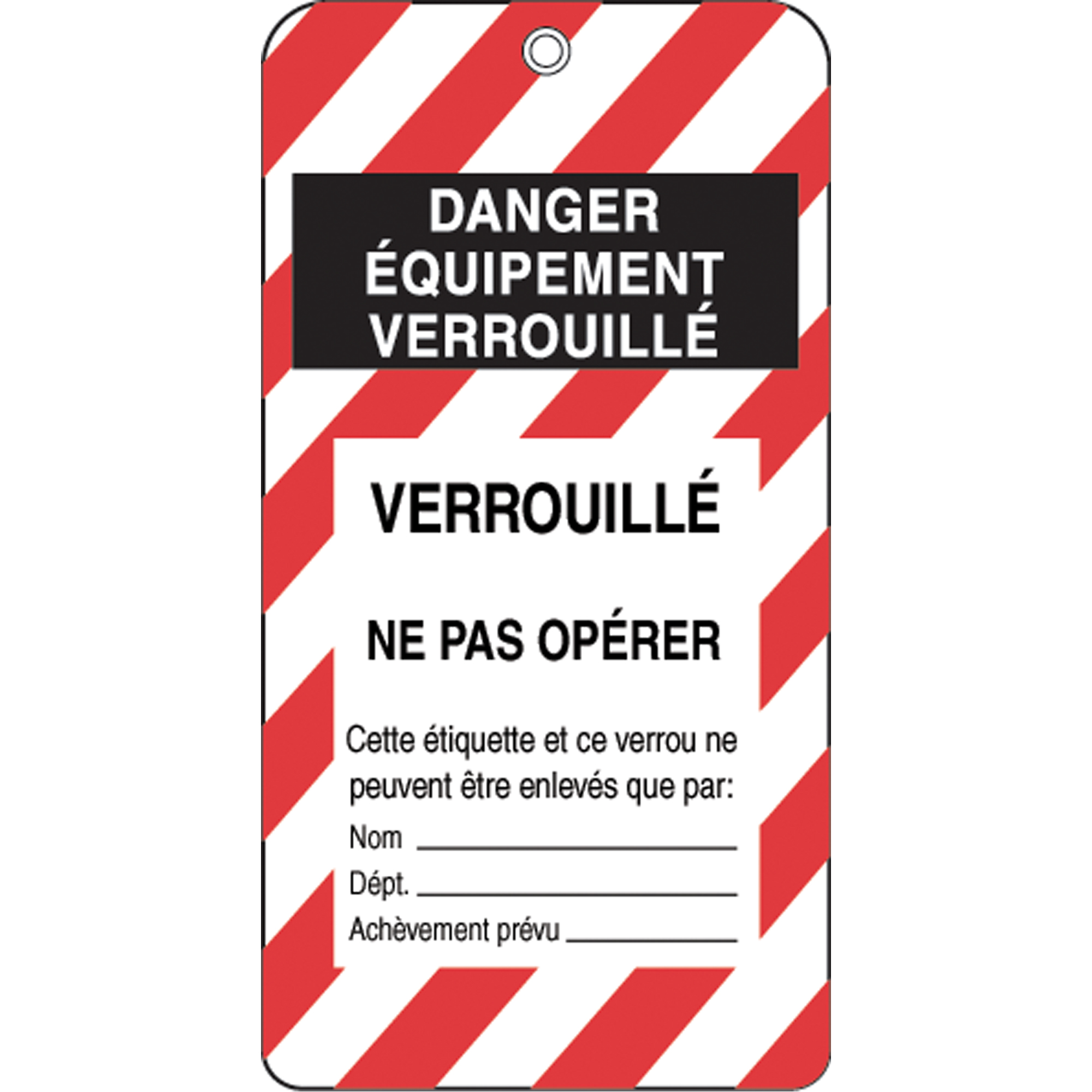 Étiquettes de verrouillage, Plastique, 3" la x 5-3/4" h, Français