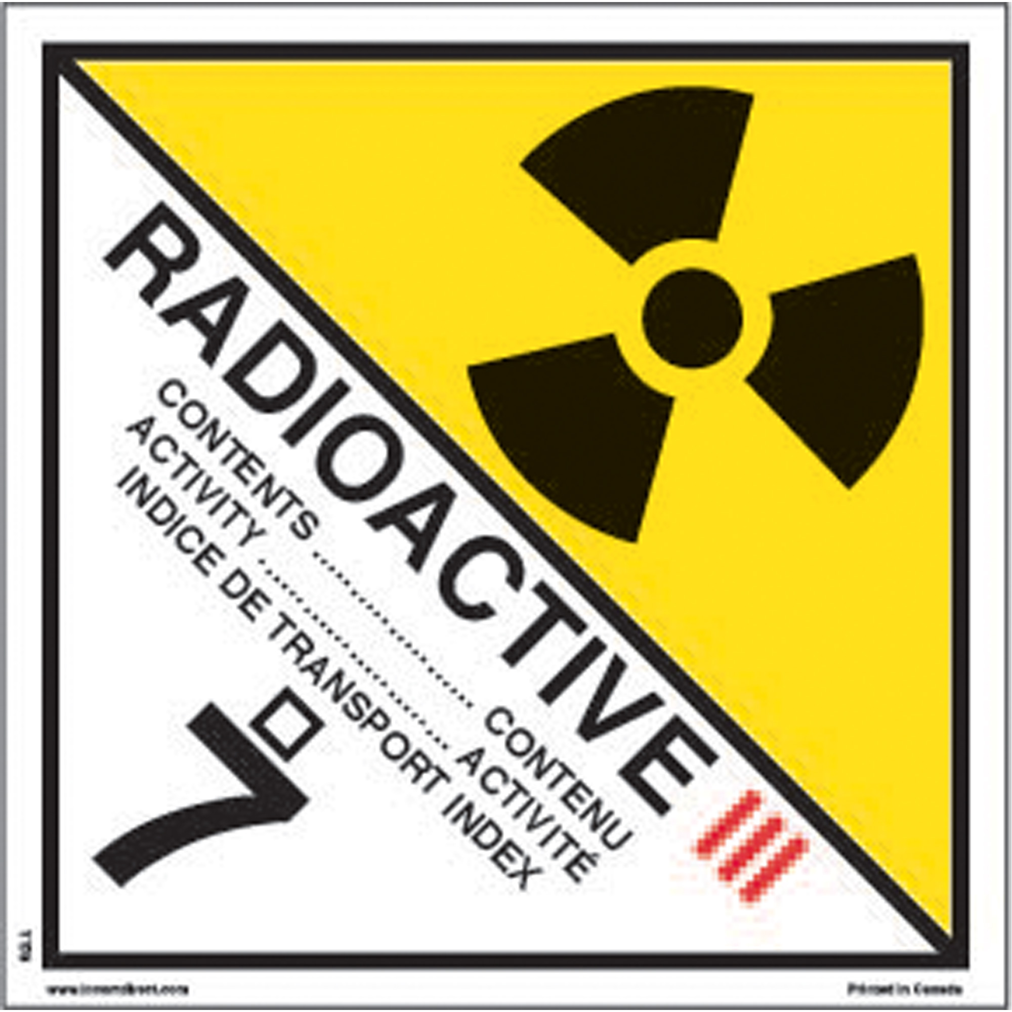Étiquettes d'expédition TMD, Classe 7, Radioactif III, Vinyle