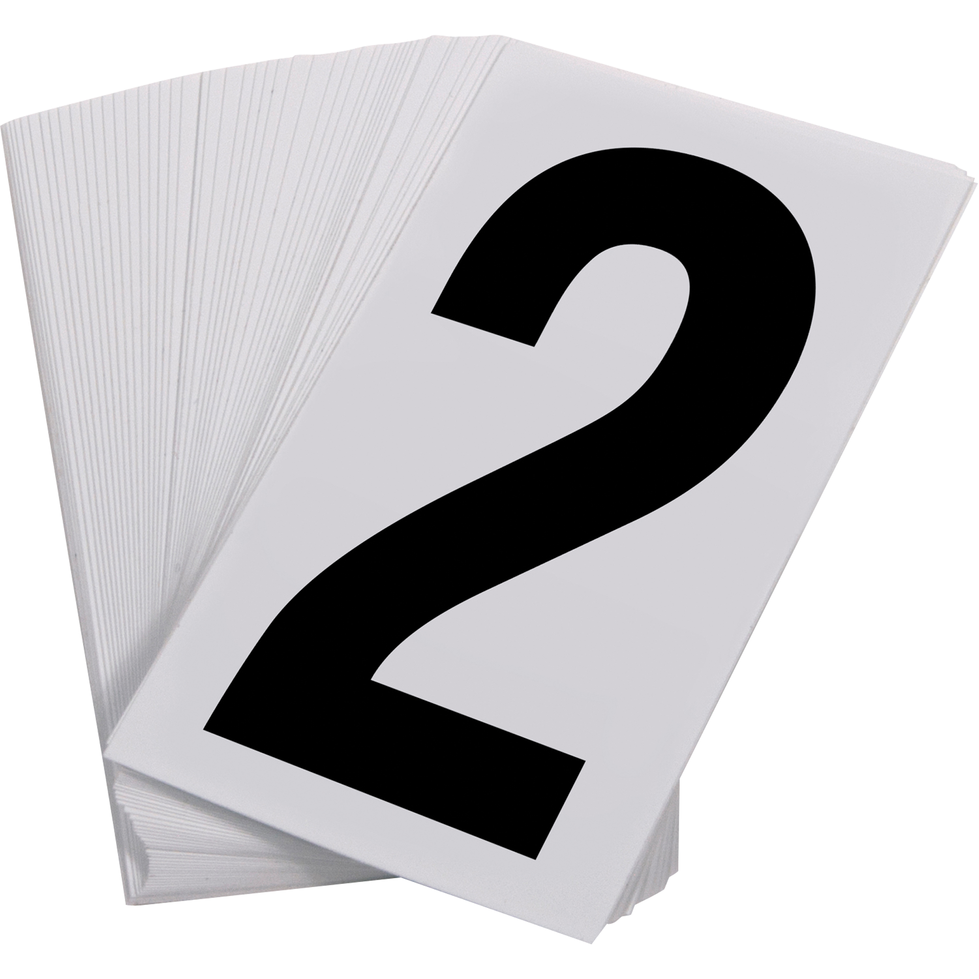 Numéros autocollants, 2, 3-1/2" h, Noir sur blanc