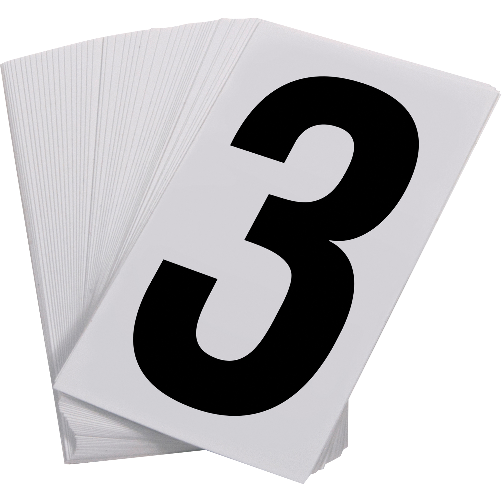 Numéros autocollants, 3, 3-1/2" h, Noir sur blanc