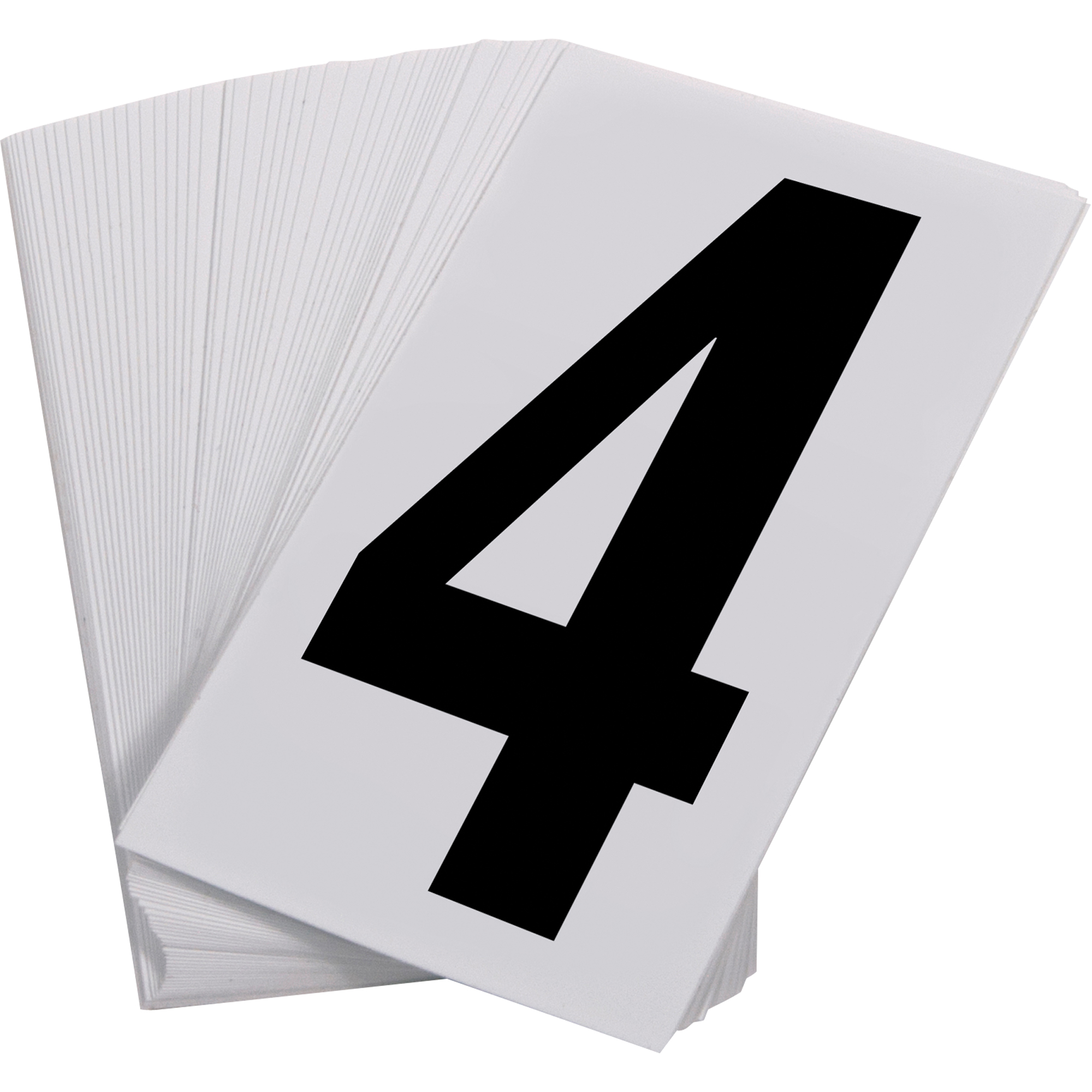 Numéros autocollants, 4, 3-1/2" h, Noir sur blanc