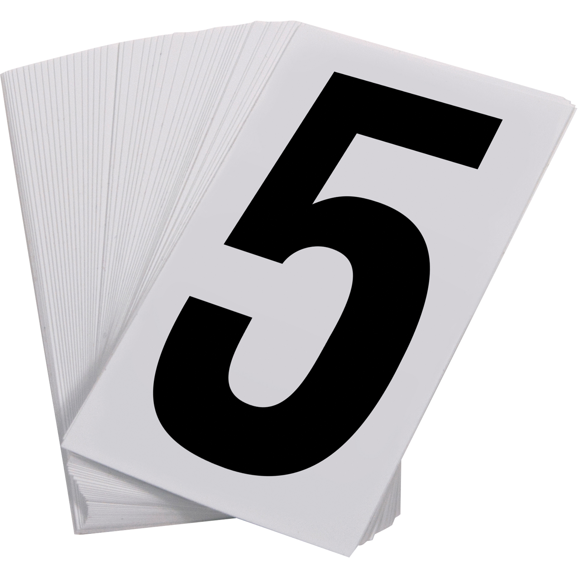 Numéros autocollants, 5, 3-1/2" h, Noir sur blanc