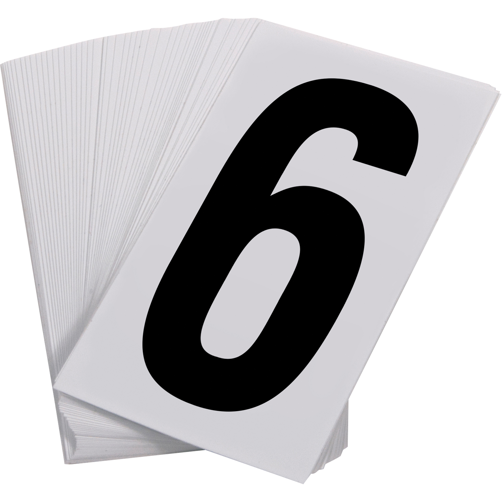 Numéros autocollants, 6, 3-1/2" h, Noir sur blanc