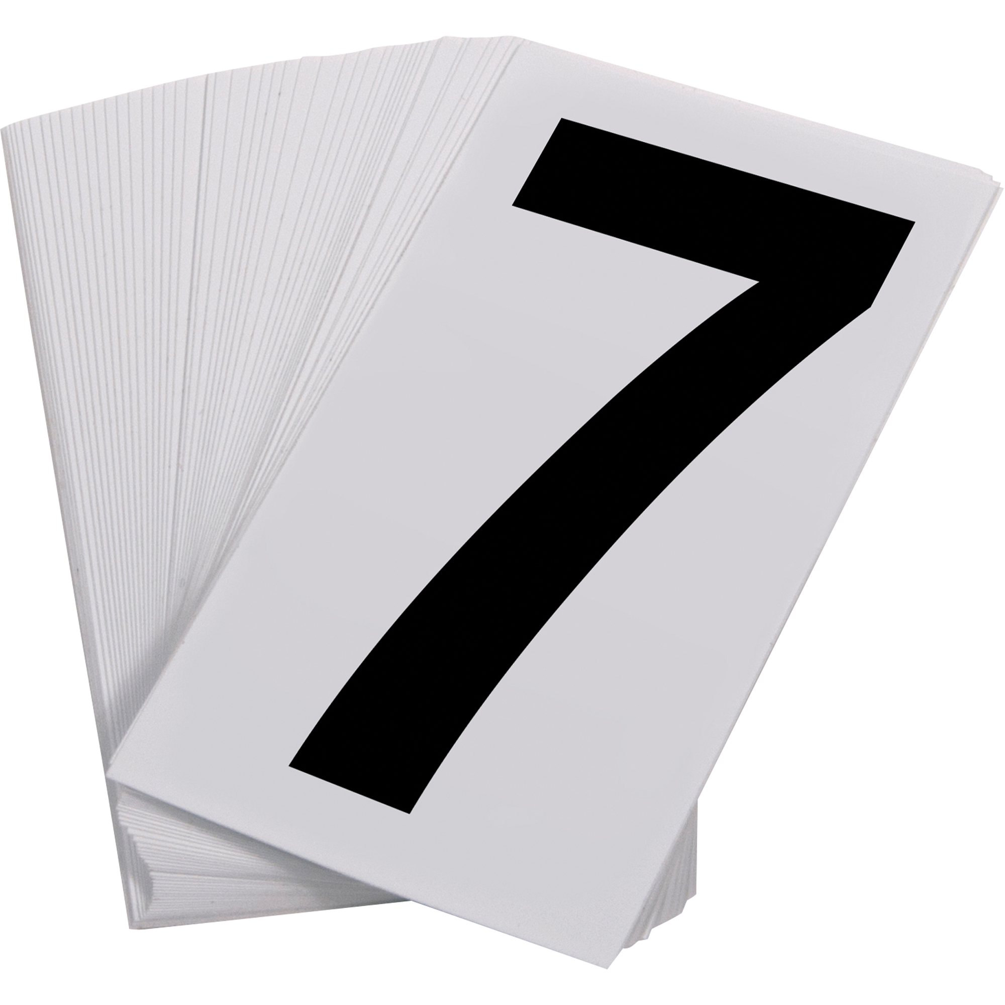 Numéros autocollants, 7, 3-1/2" h, Noir sur blanc