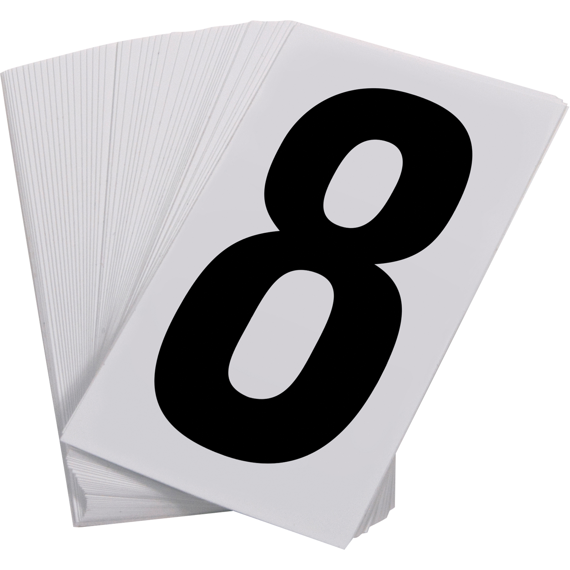 Numéros autocollants, 8, 3-1/2" h, Noir sur blanc