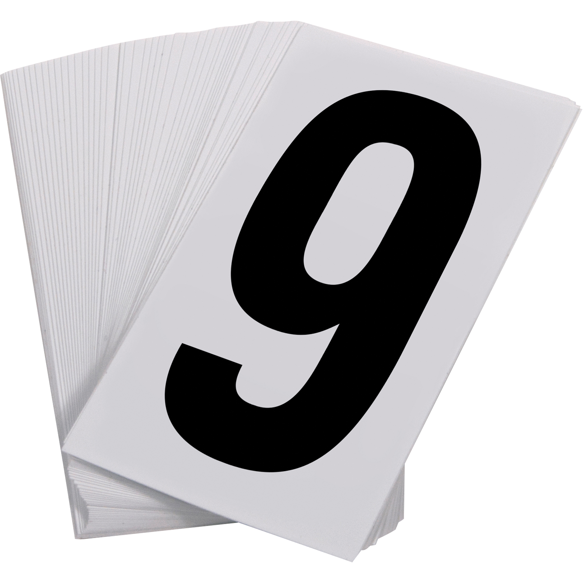 Numéros autocollants, 9, 3-1/2" h, Noir sur blanc