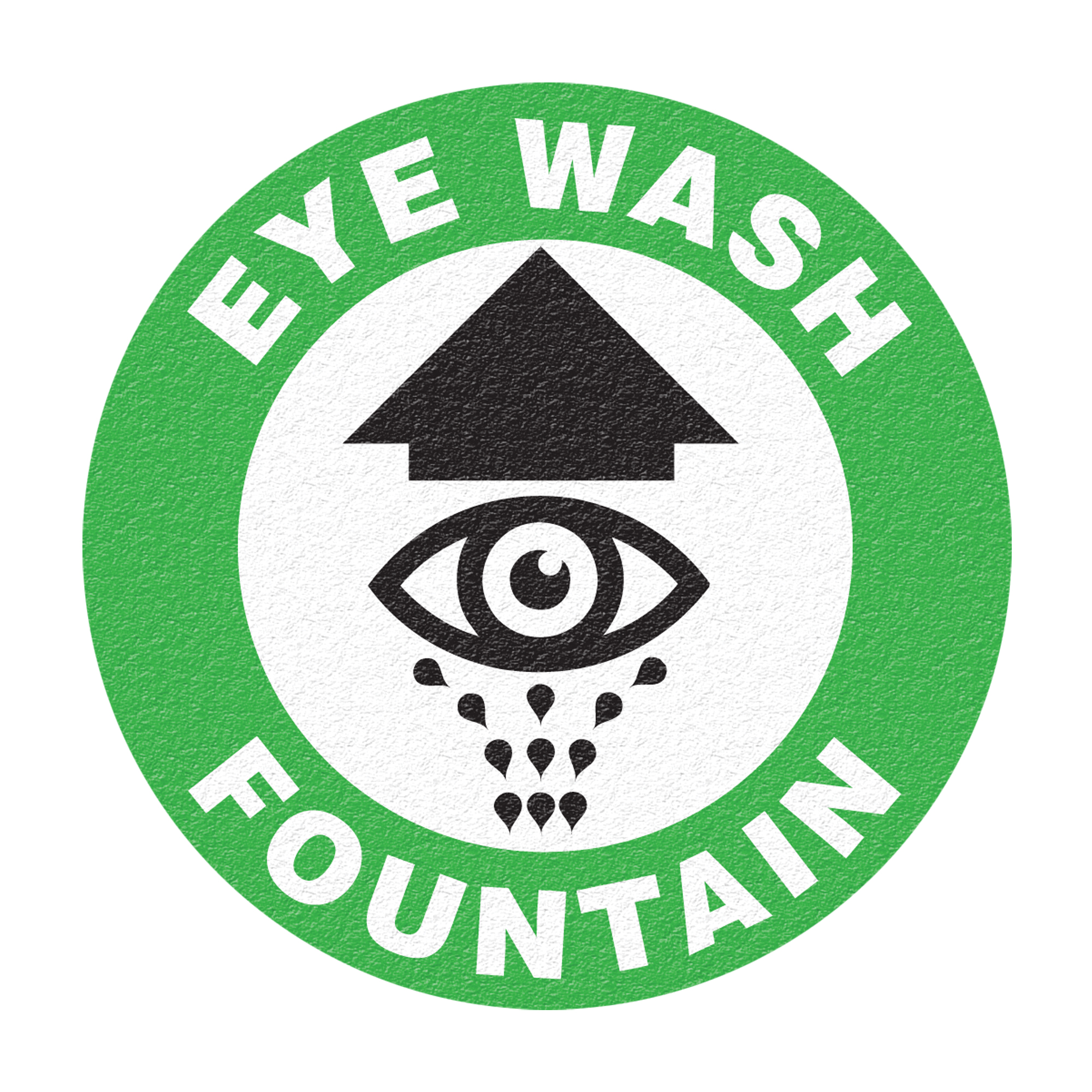 Panneau de signalisation au sol « Eye Wash Fountain », Adhésif, Anglais avec pictogramme