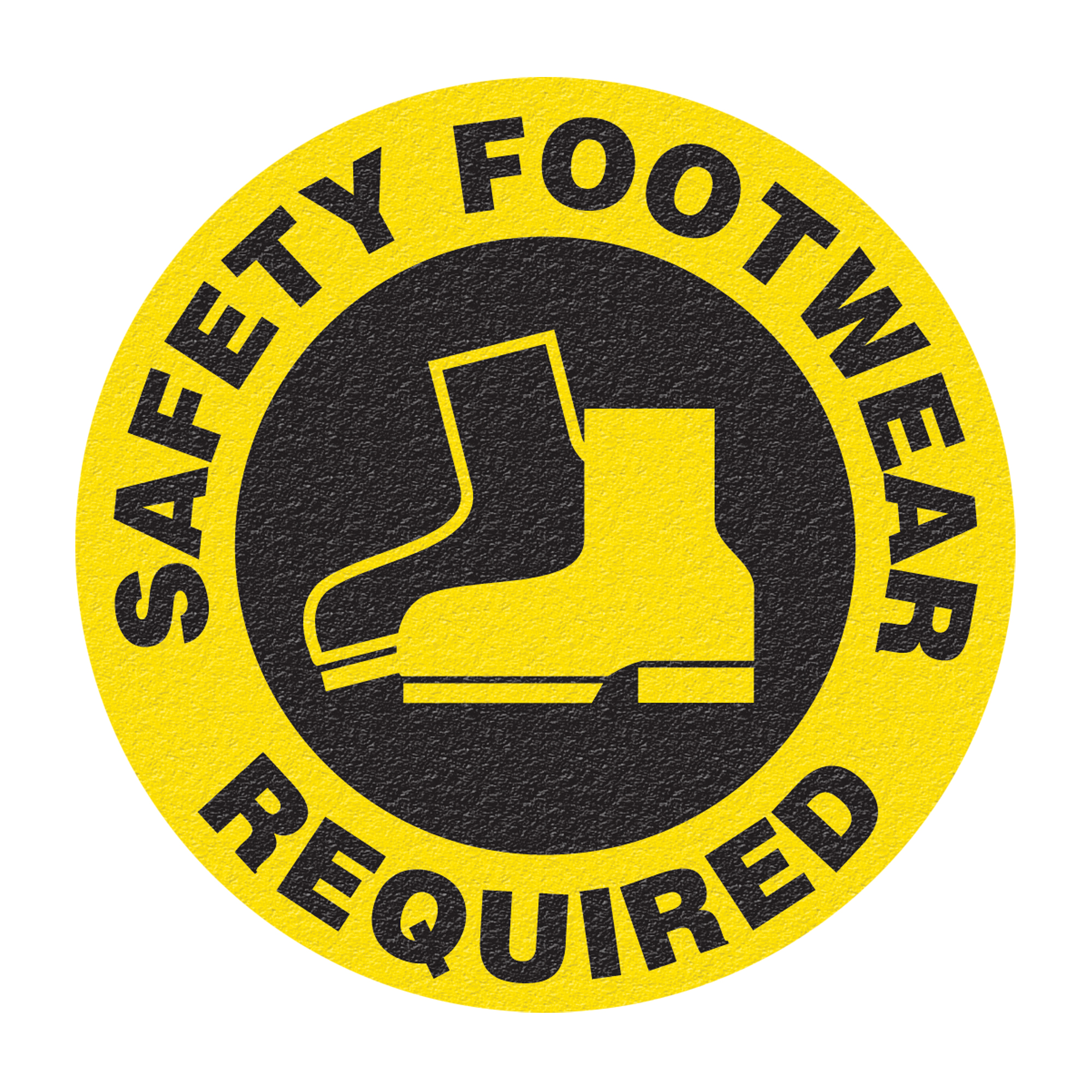 Panneau de signalisation au sol « Safety Footwear », Adhésif, Anglais avec pictogramme