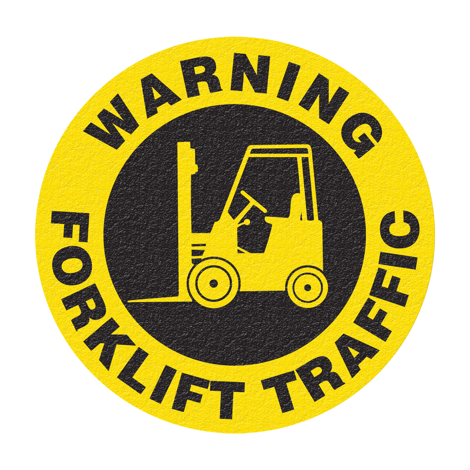 Panneau de signalisation au sol « Warning Forklift Traffic », Adhésif, Anglais avec pictogramme