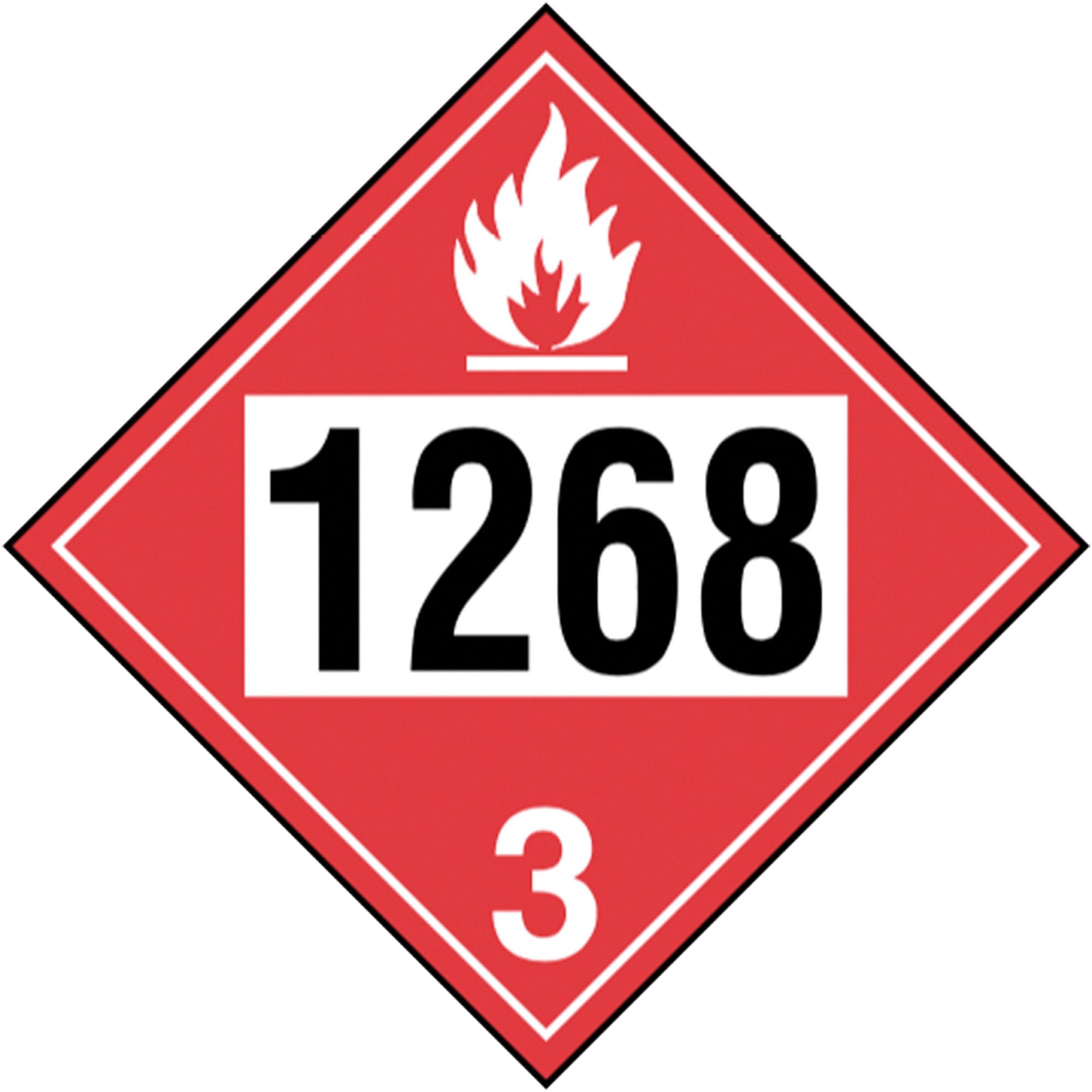 Plaque-étiquette TMD 1268 pour distillats de pétrole, Carton