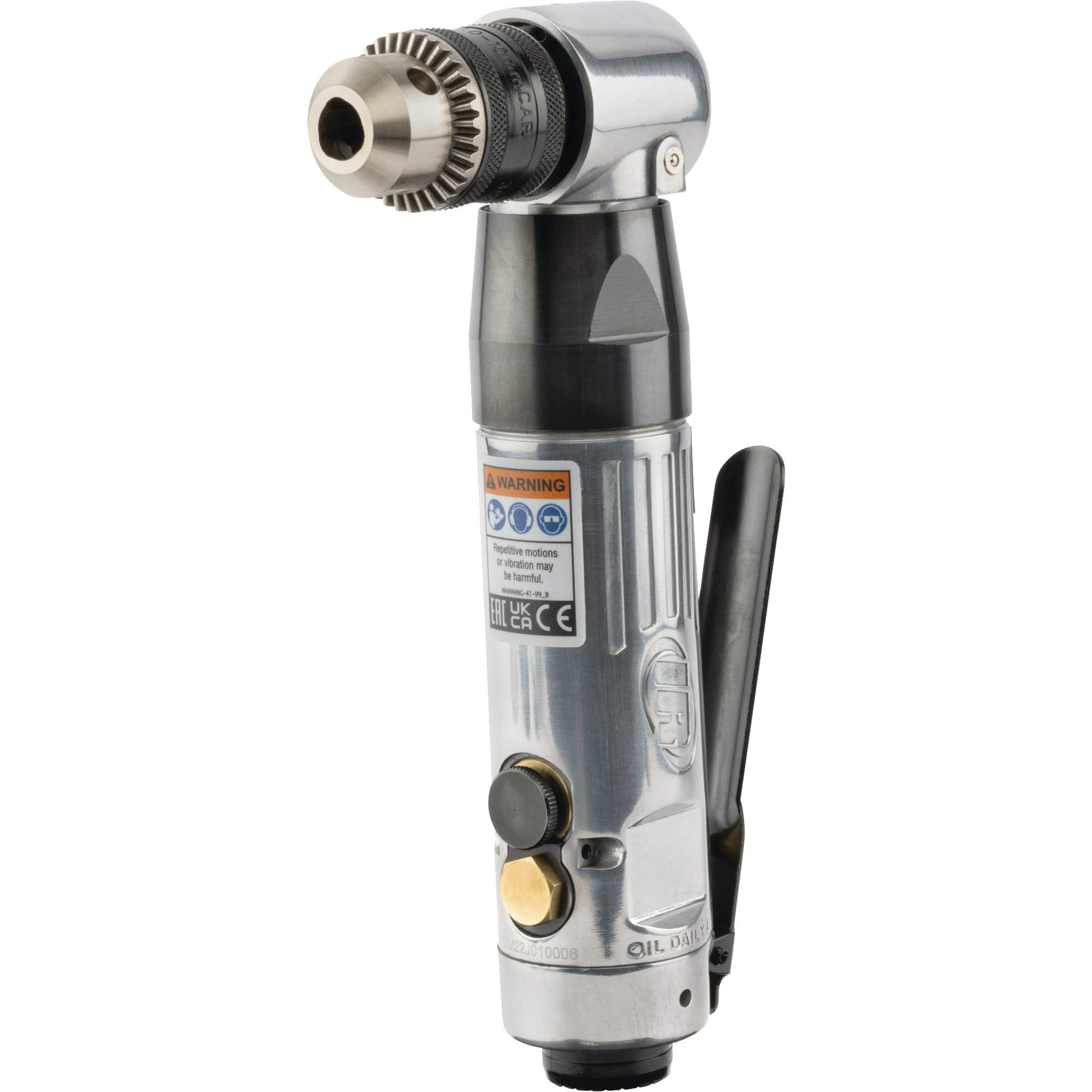 Perceuse pneumatique à angle, 20,5 pi, cu/min, 1/4" NPT, 98 dBA, 3/8" mandrin, Avec clé