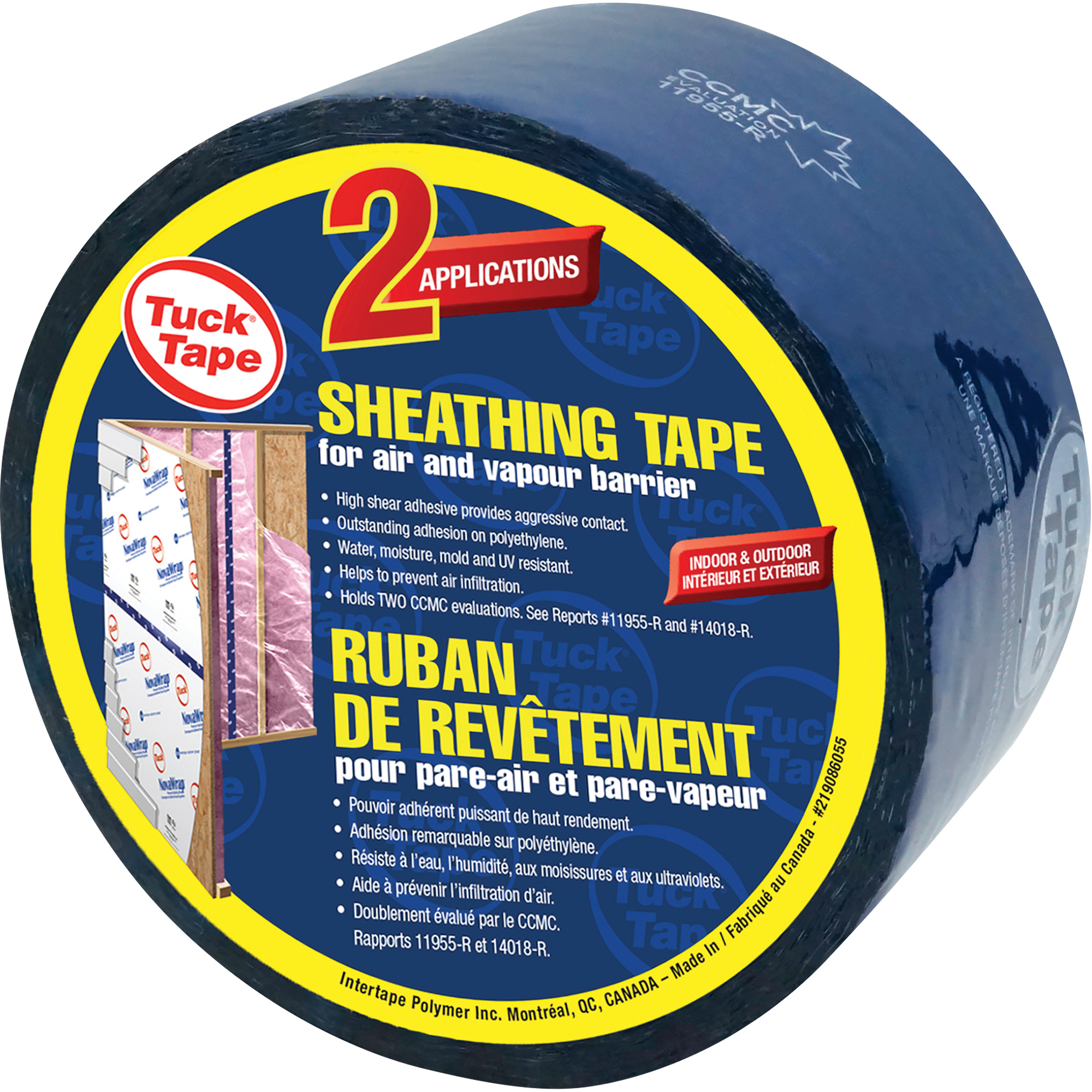 Ruban de revêtement pour entrepreneurs, 60 mm (2-3/8") x 0,0 m (0,0'), Bleu