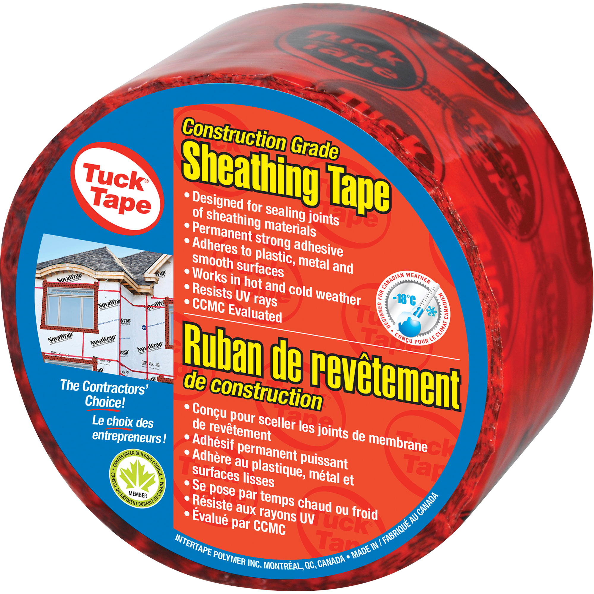 Ruban de revêtement pour entrepreneurs, 60 mm (2-3/8") x 0,0 m (0,0'), Rouge