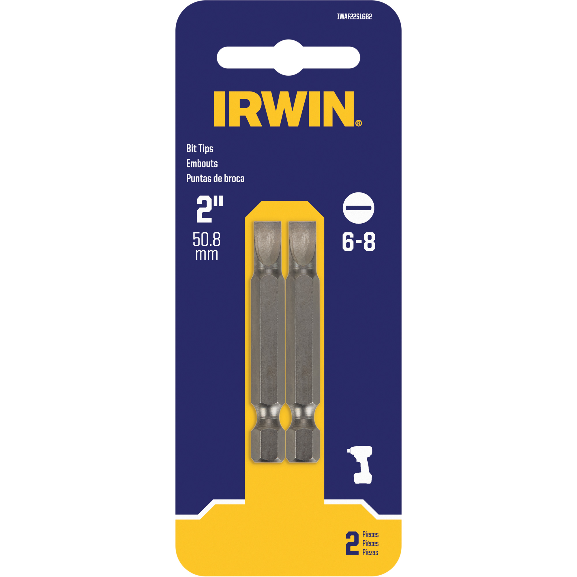 Embouts pour outils électriques, Fente, Embout 6 - 8, Prise 1/4", Longueur 2"