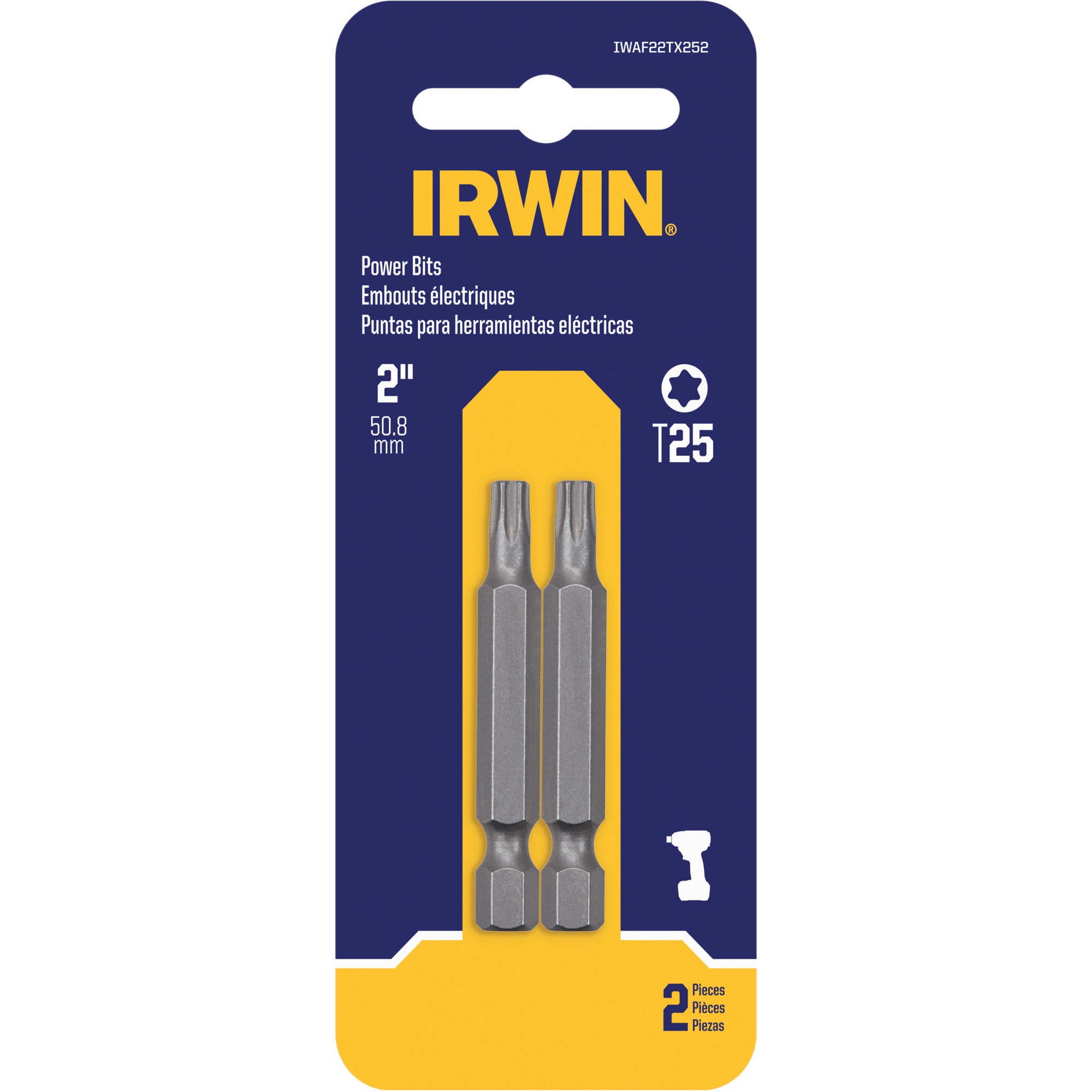 Embouts pour outils électriques, Torx, Embout T-20, Prise 1/4", Longueur 2"