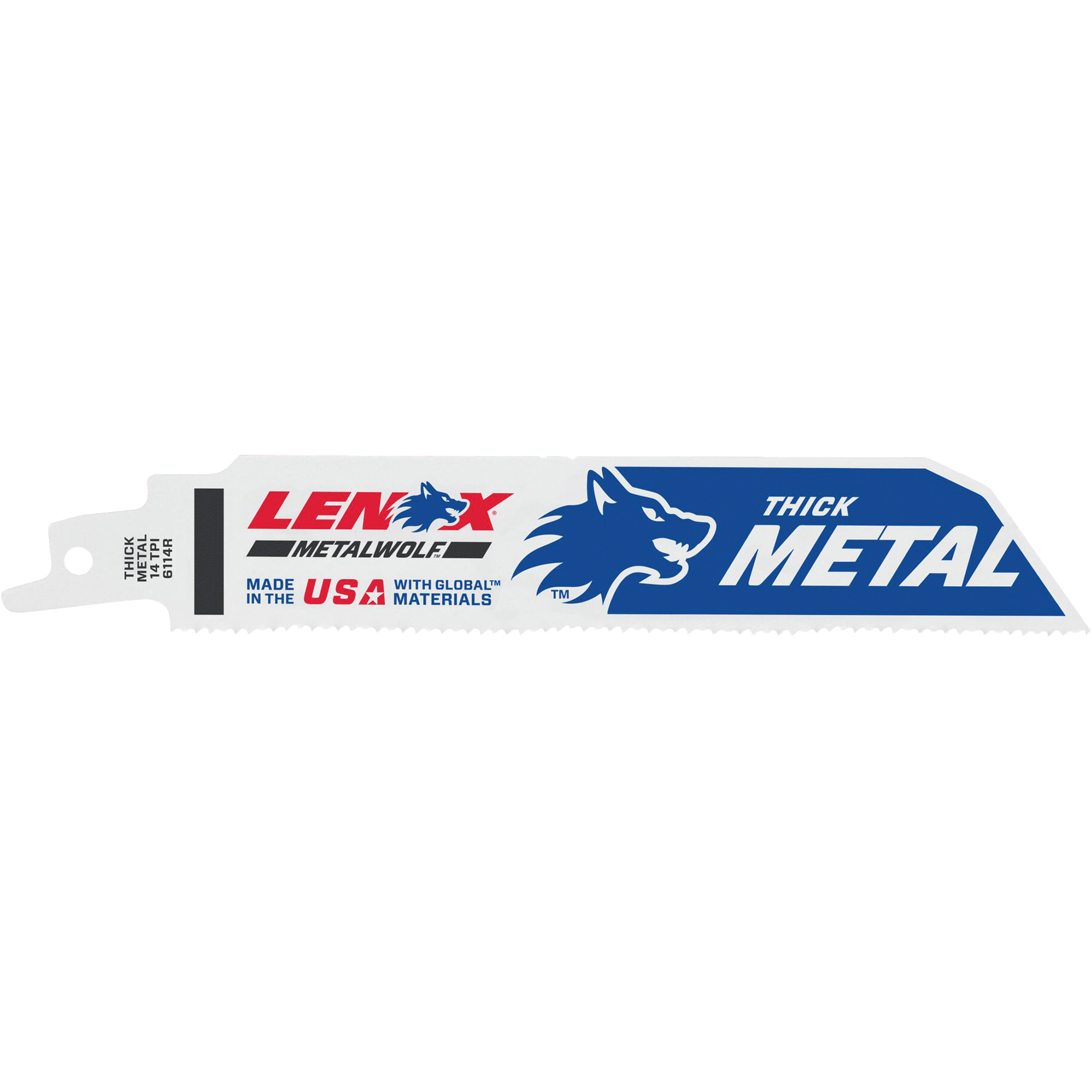 Lame de scie alternative, Bimétal, 14 Dents par pouce, 6" lo x 1" la