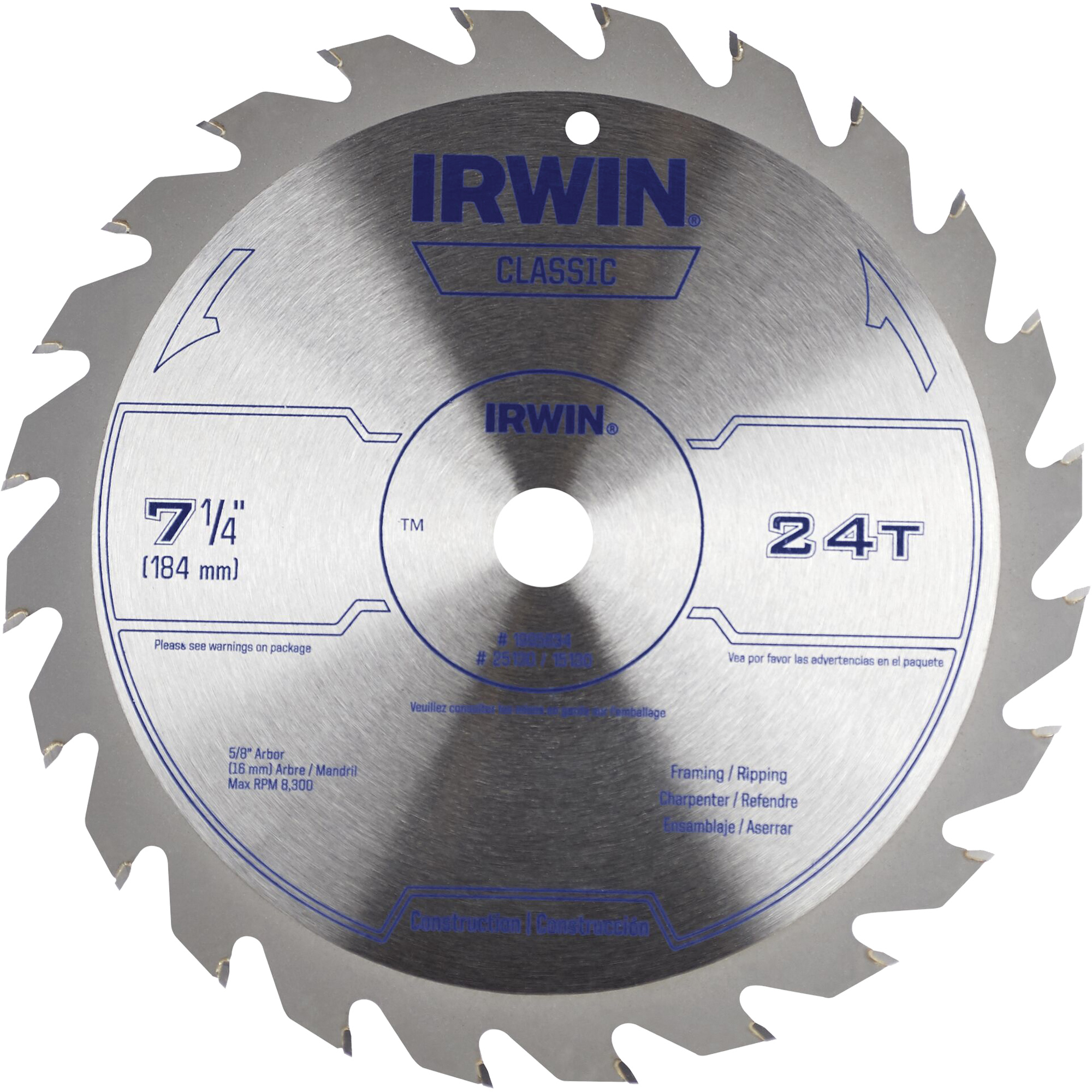 Lame de scie circulaire de série classique, 7-1/4", 24 dents, Pour Bois