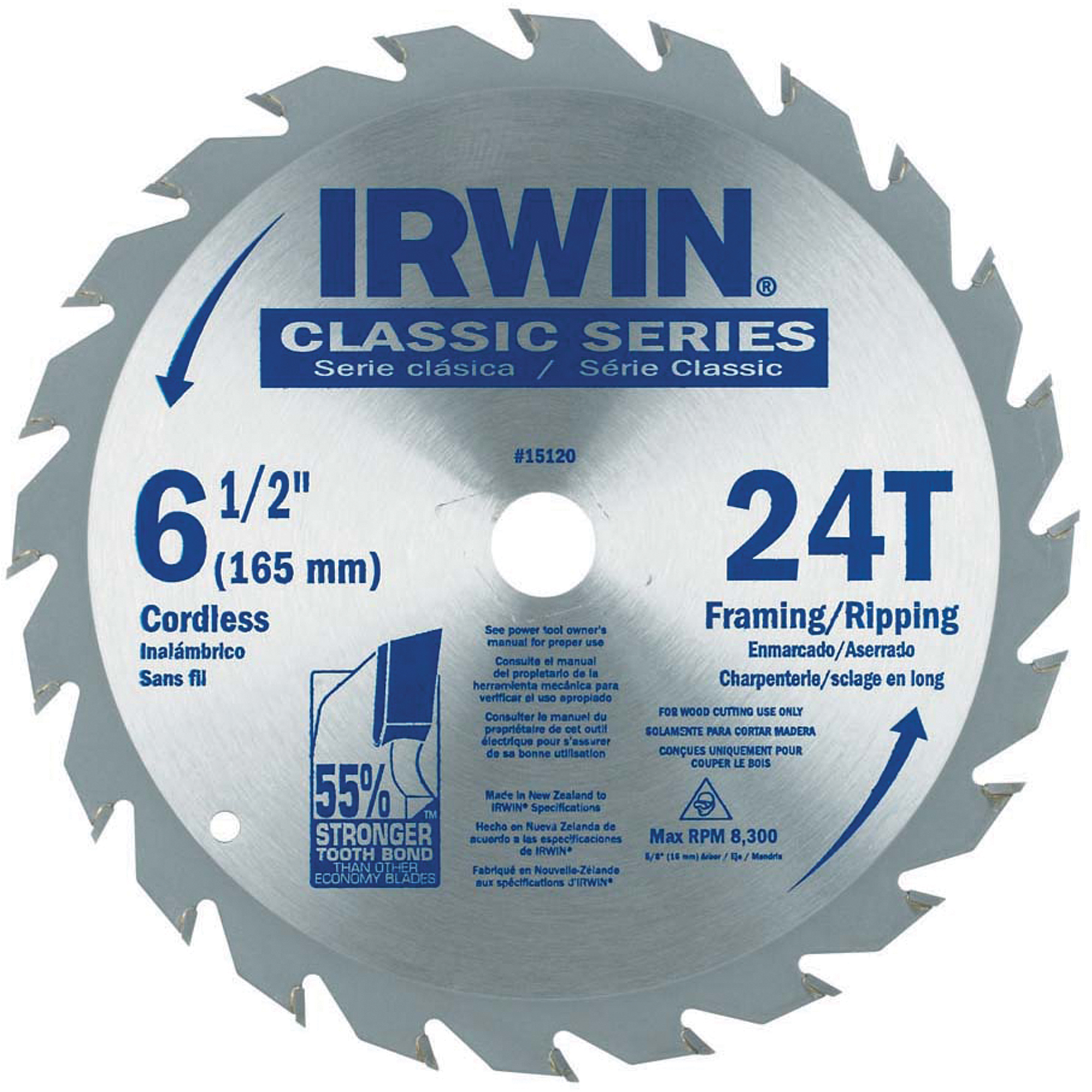 Lames de scie pour entrepreneur - Lames de scie de série classique, 6-1/2", 24 dents, Pour Bois