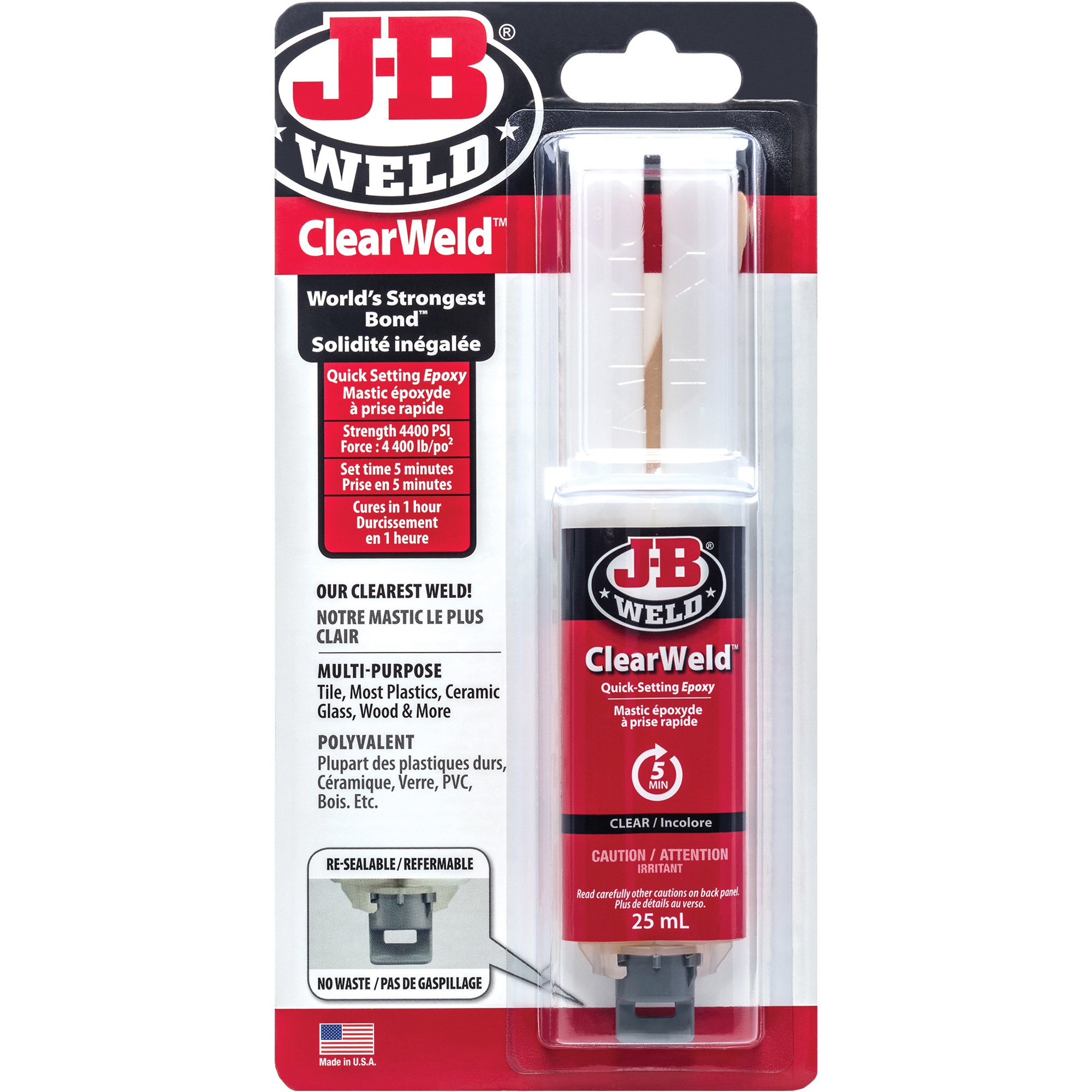 Adhésif ClearWeld, 25 ml, Seringue, Deux composants, Transparent