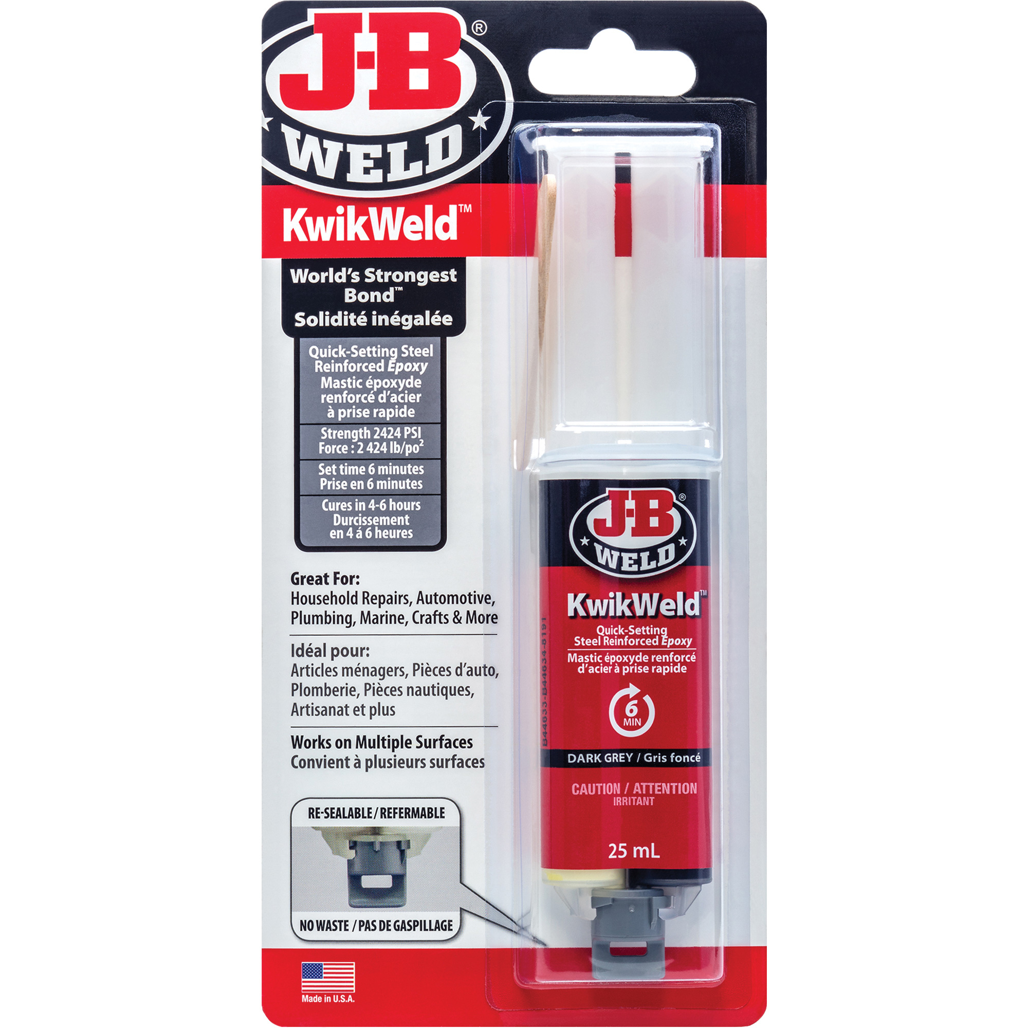 Adhésif KwikWeld, 25 ml, Seringue, Deux composants, Gris