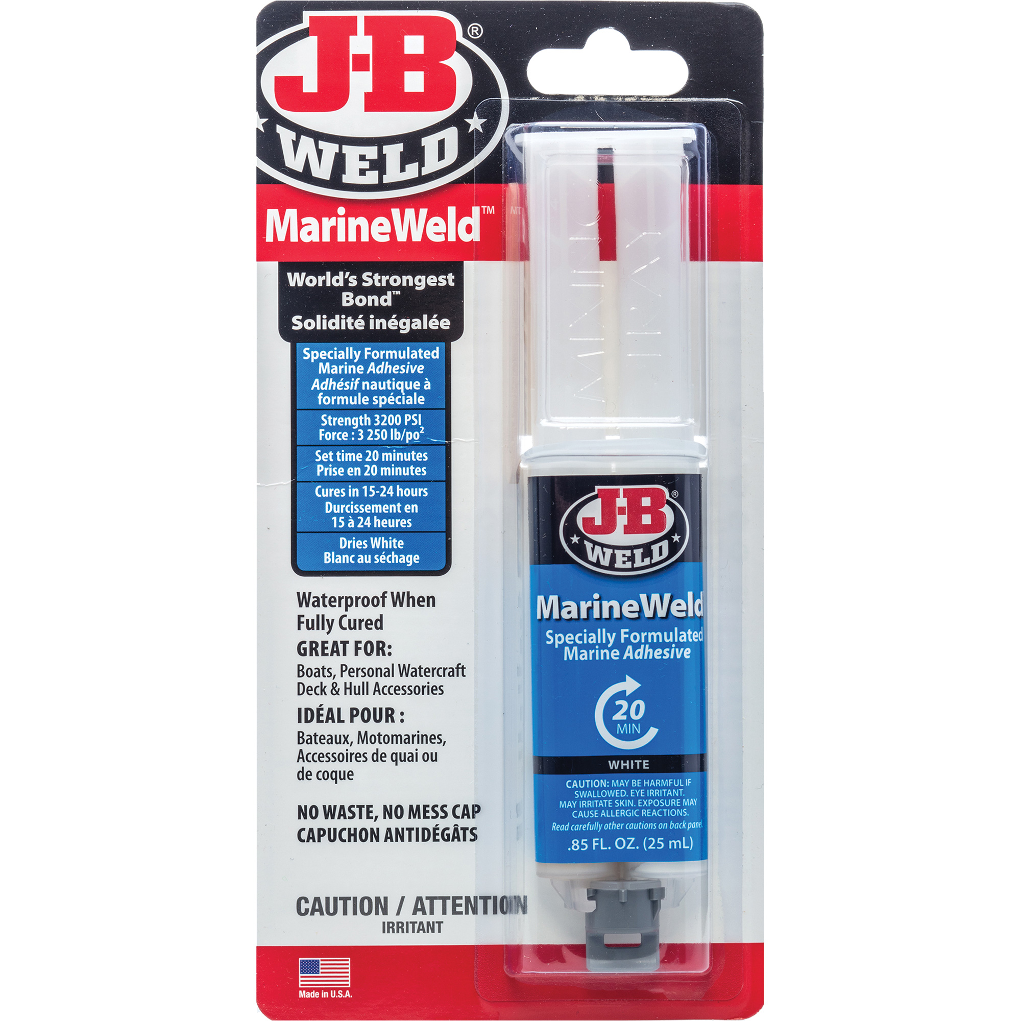 Adhésif MarineWeld, 25 ml, Seringue, Deux composants, Blanc