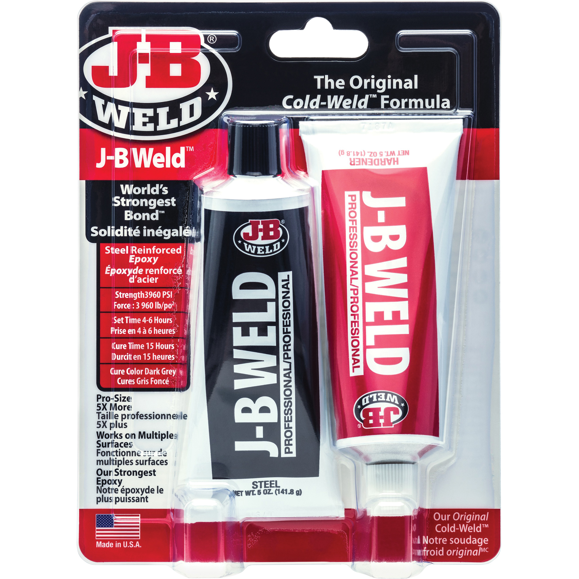 Colle époxyde J-B Weld, Deux composants, Tube, 10 oz, Gris