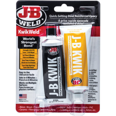 Colle époxyde KwikWeld, Deux composants, Tube, 10 oz, Gris