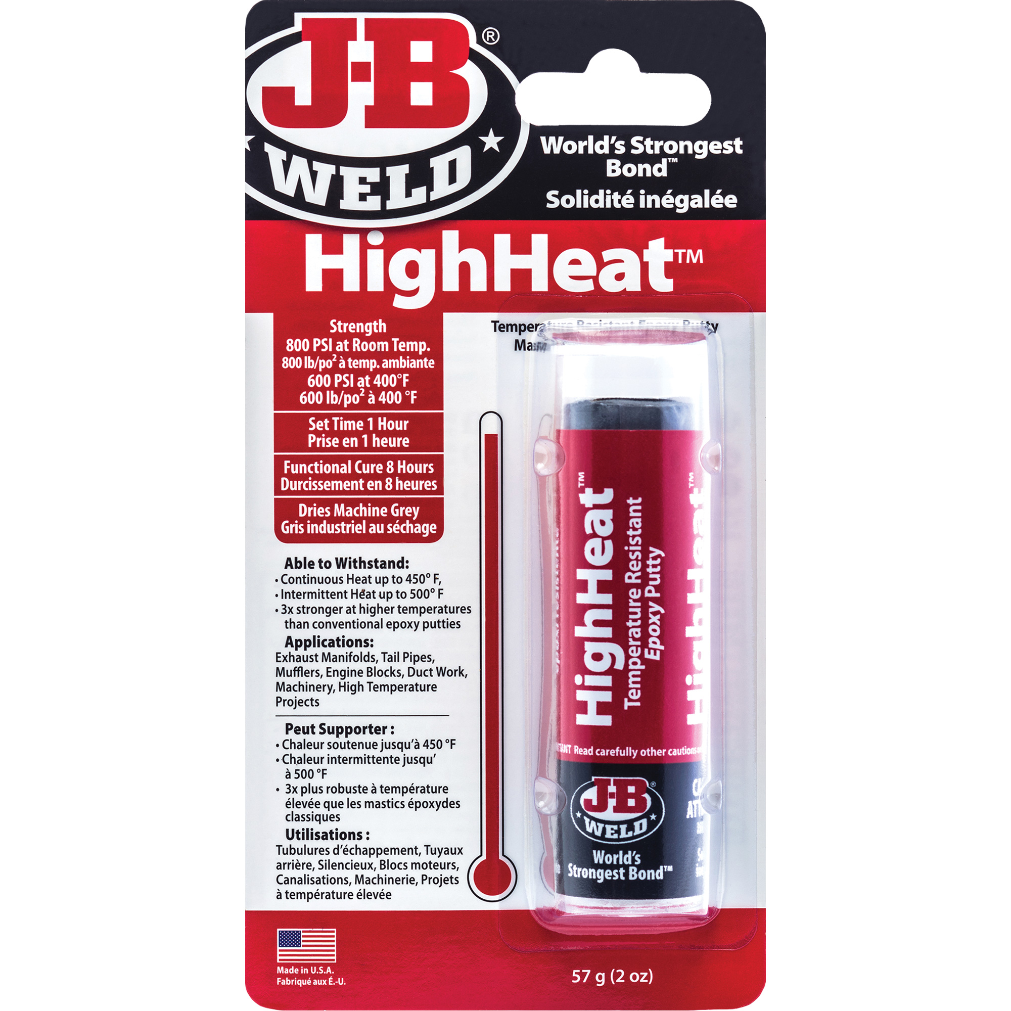 Colle époxyde résistant aux températures élevées HighHeat, 2 oz, Bâton, Gris