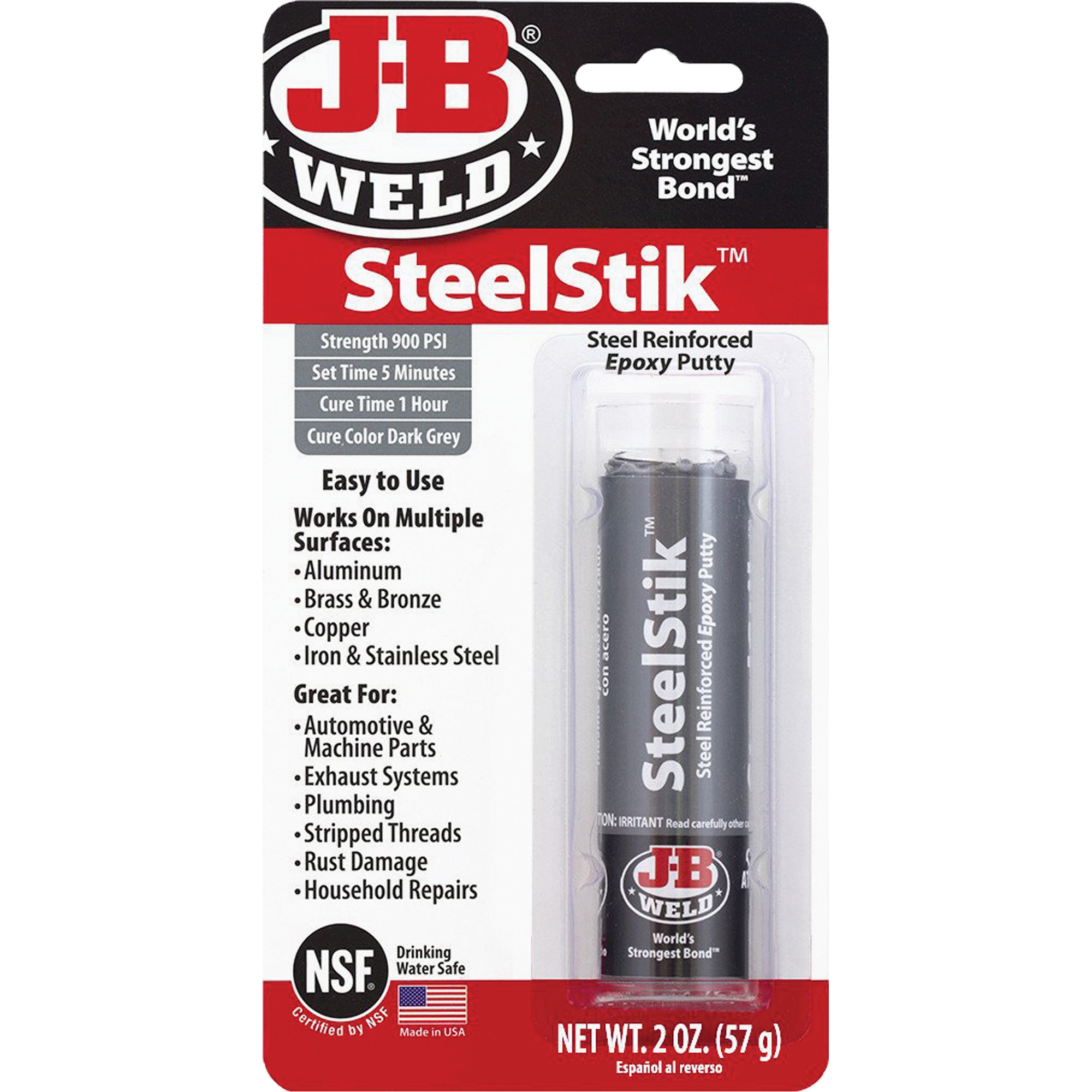 Colle époxyde SteelStik, 2 oz, Bâton, Gris