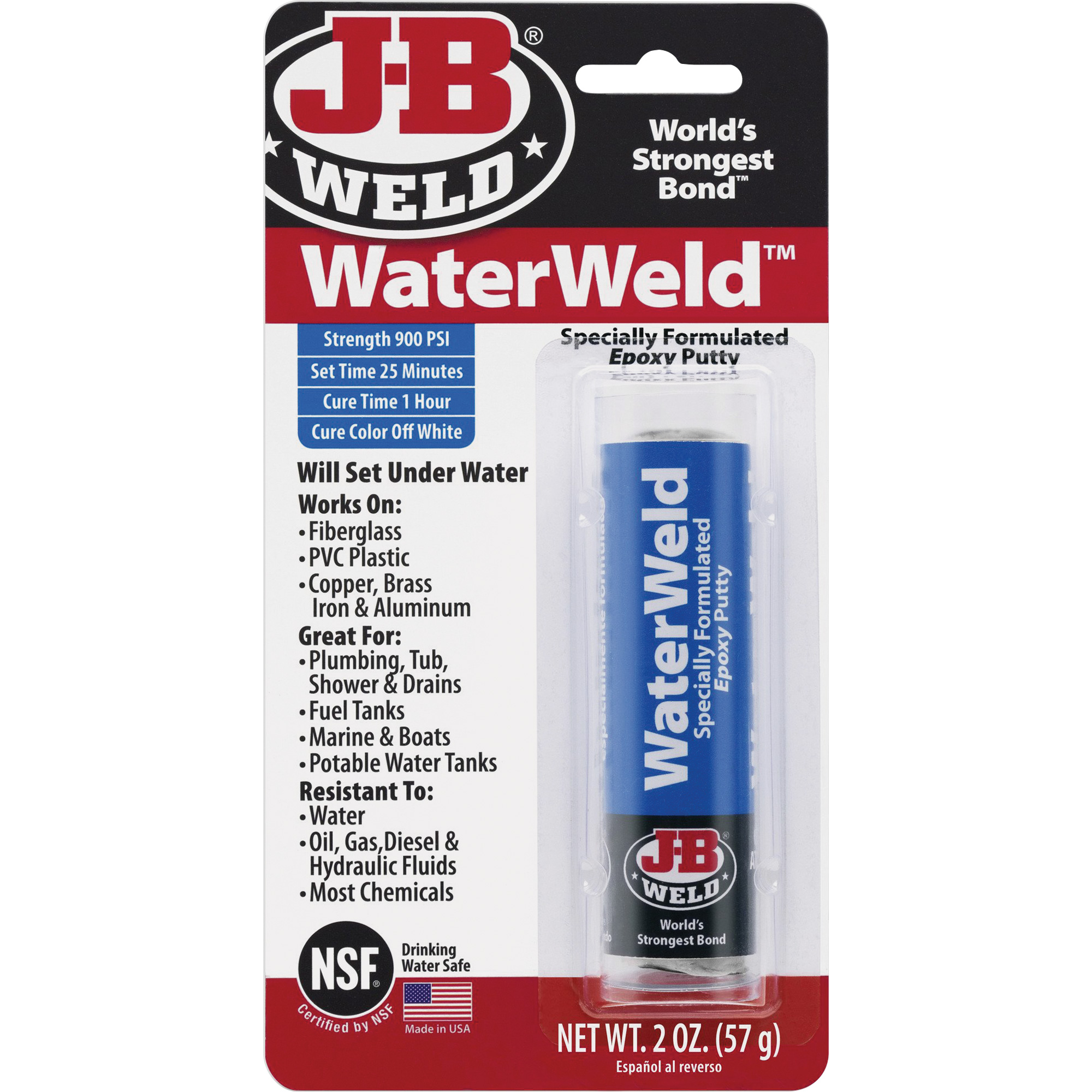 Colle époxyde WaterWeld, 2 oz, Bâton, Blanc cassé
