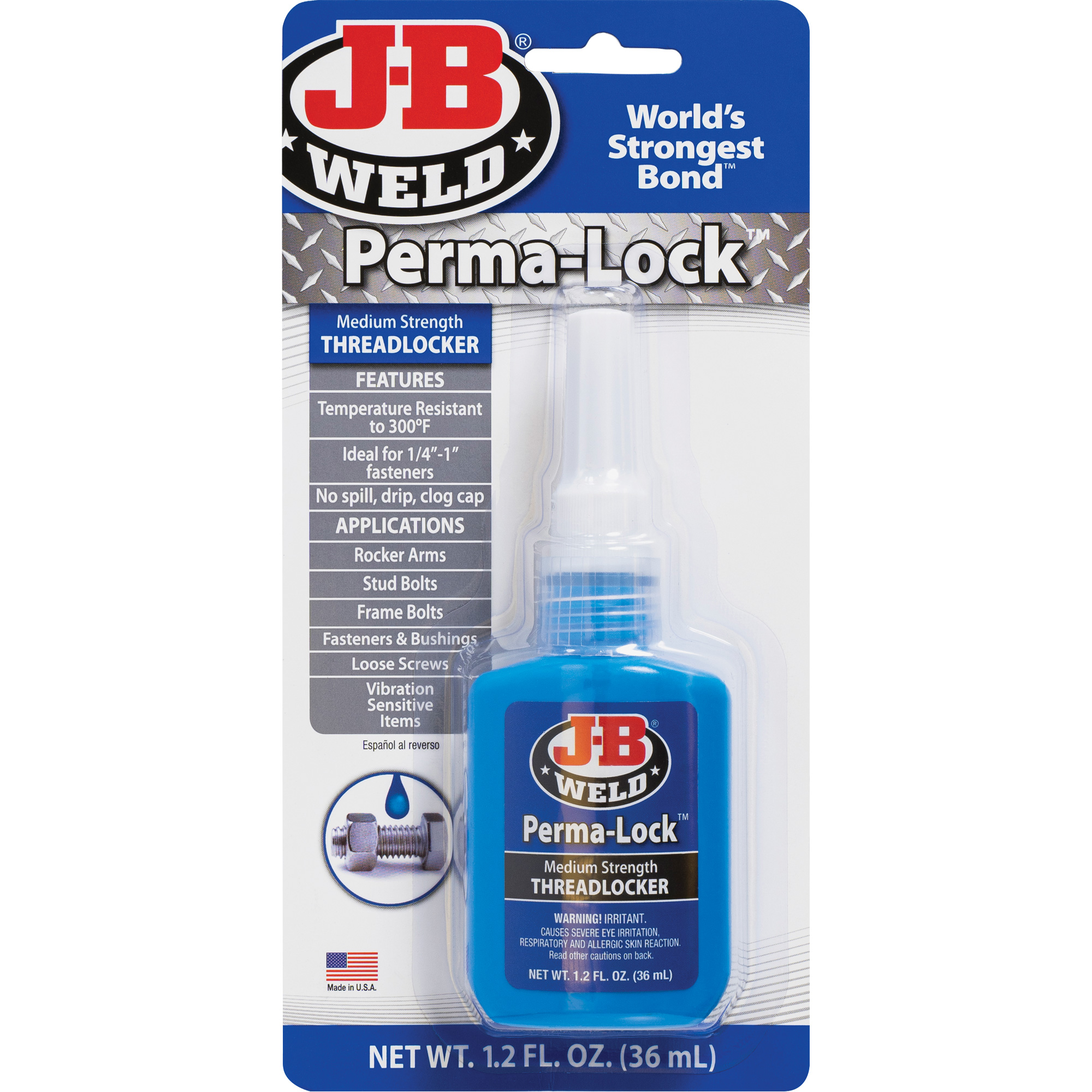 Composé de blocage Perma-Lock, Bleu, Moyen, 36 ml, Bouteille