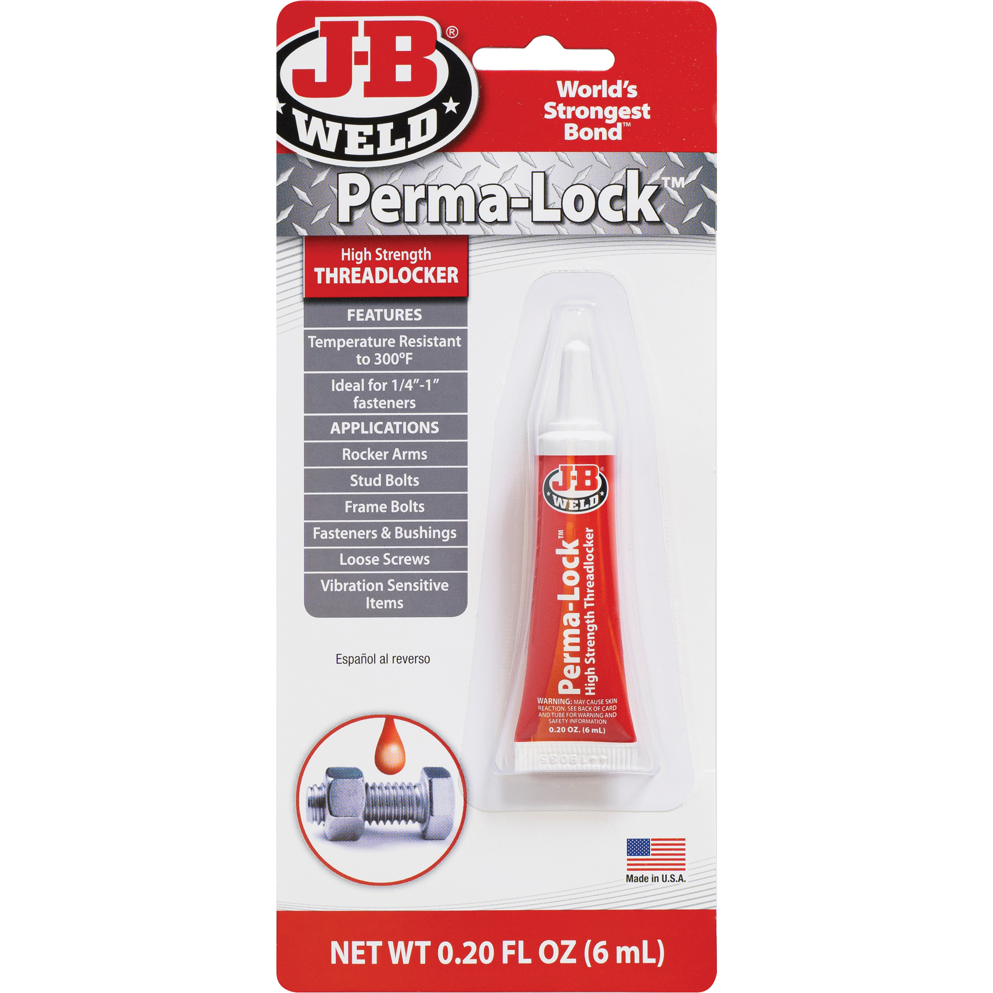 Composé de blocage Perma-Lock, Rouge, Élevé, 6 ml, Tube