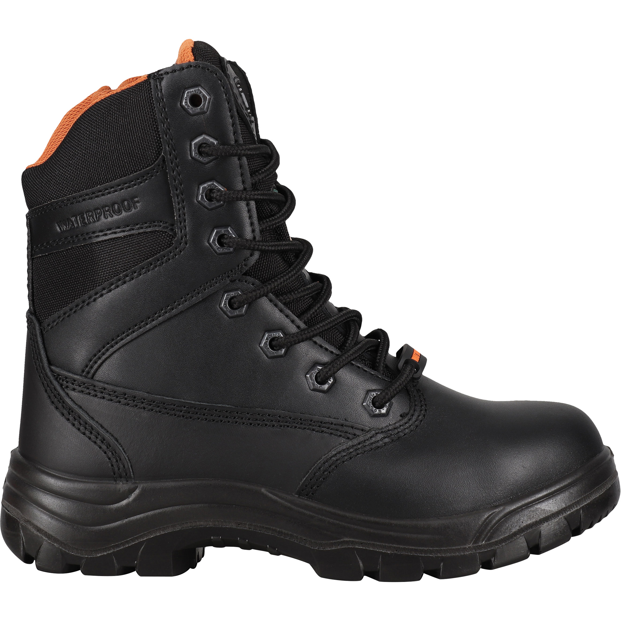 Bottes de sécurité, Cuir, Embout Acier, Taille 9-1/2, Imperméable
