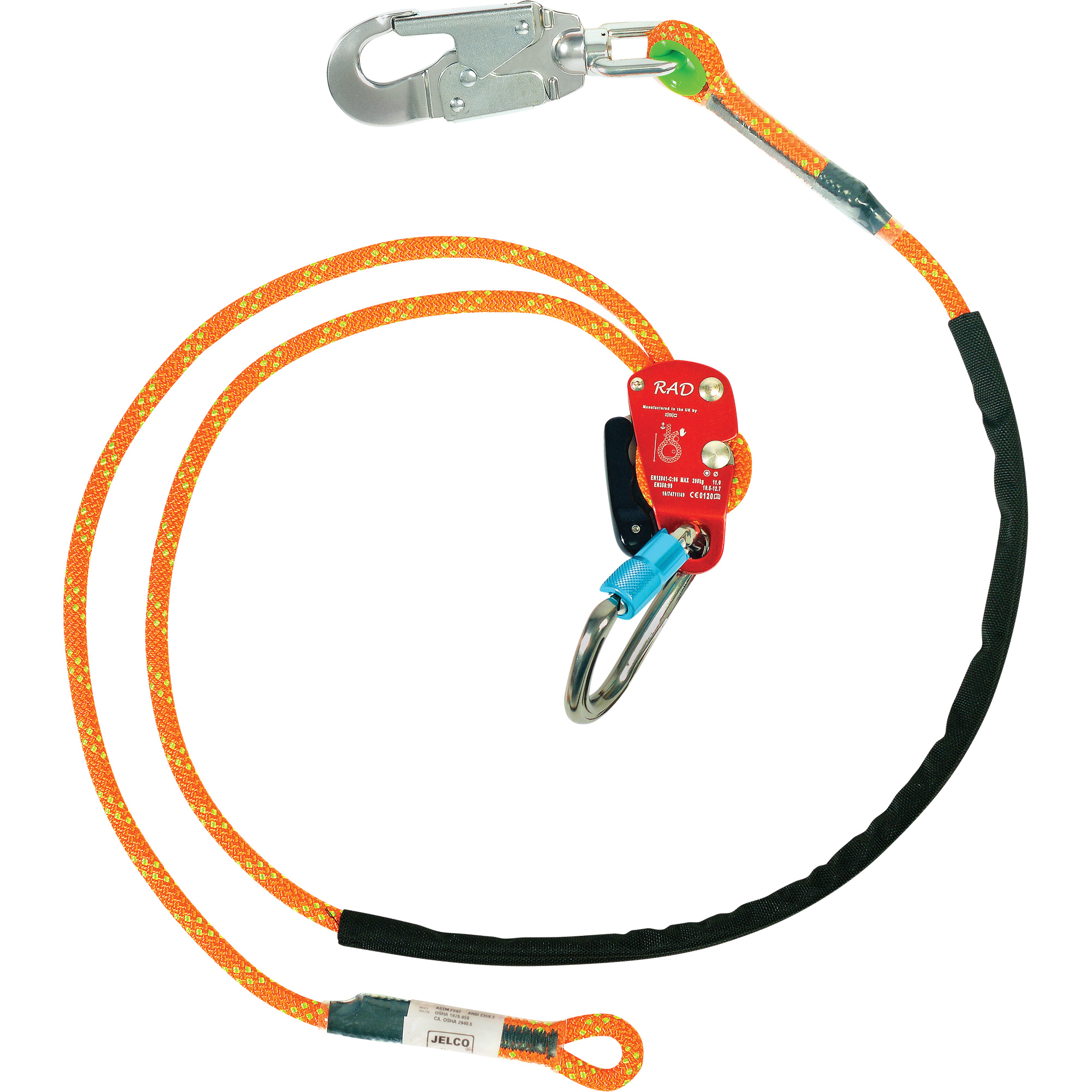 Longe de sécurité avec dispositif de réglage RAD, 1 branches, 6', Classe CSA F