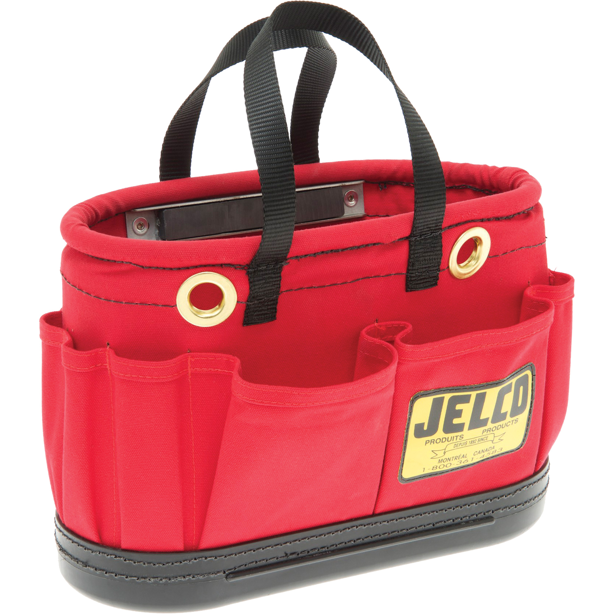 Seau avec aimant pour travail en hauteur, 14" lo x 7" la x 10" h, Toile, Rouge