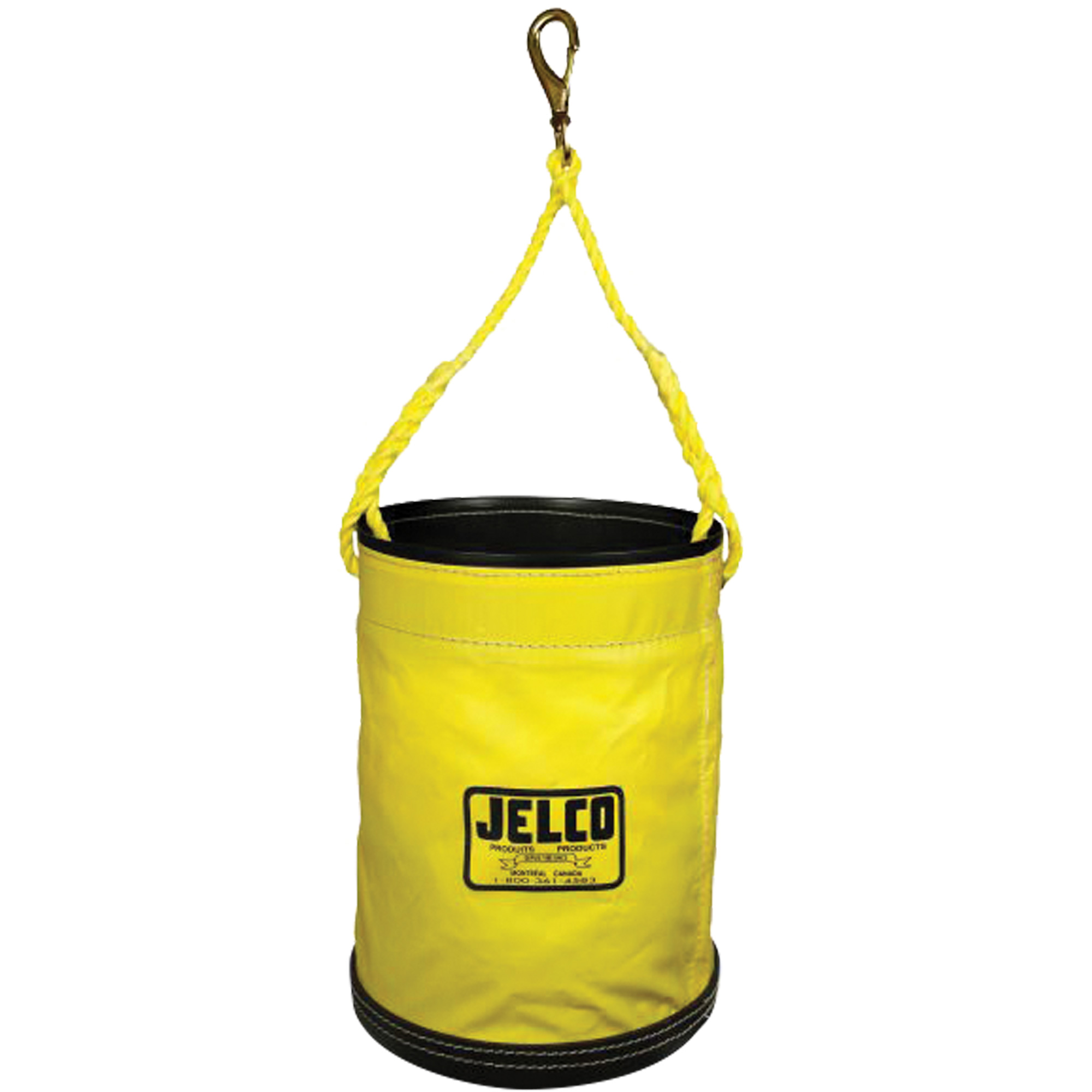 Seau escamotable avec revêtement en vinyle, 11" lo x 11" la x 16" h, Nylon, Noir/Jaune