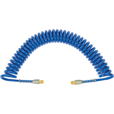 APUB-1425 Tuyau d'air en serpentin avec raccords pivotants et ressort de protection, Air, 1/4" DI x 25' lo, Polyuréthane