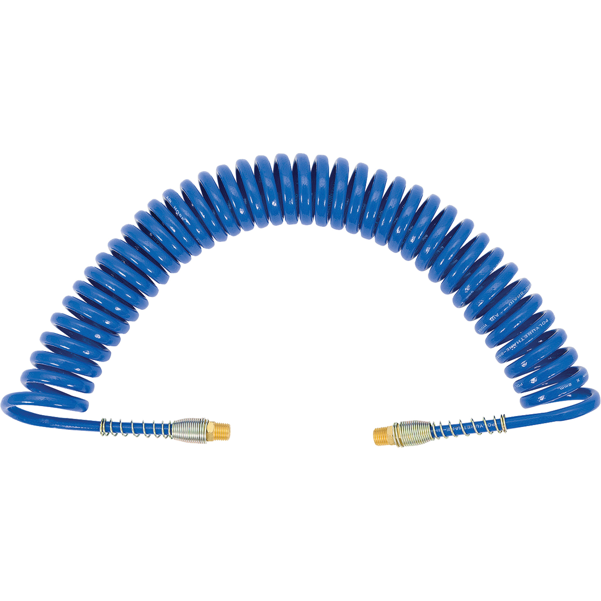 APUB-1425 Tuyau d'air en serpentin avec raccords pivotants et ressort de protection, Air, 1/4" DI x 25' lo, Polyuréthane