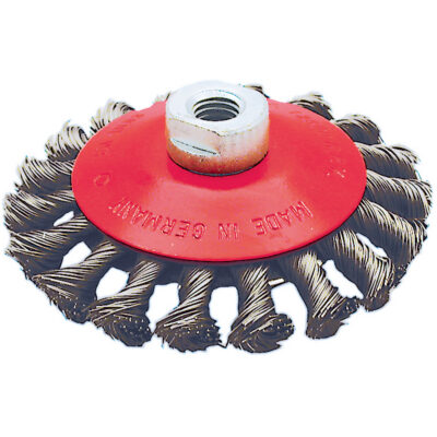 BK4520T Roue conique torsadée à nuds, Dia. 4-1/2", Fils 0,02", Arbre 5/8"-11