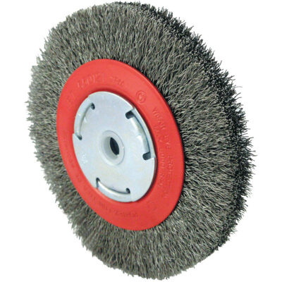 Brosse à fils crêpés 101F-2M, 6" dia., Fils 0,014", Arbre 1/2" - 2"